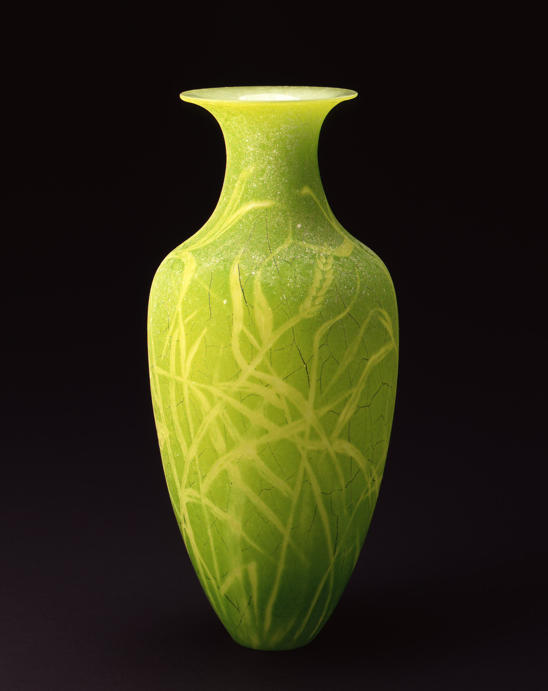 William Morris, Vase with Wild Grass (Green) (2004, glass, 18 5/8 x 8 1/2 x 8 1/2 inches), WM.20