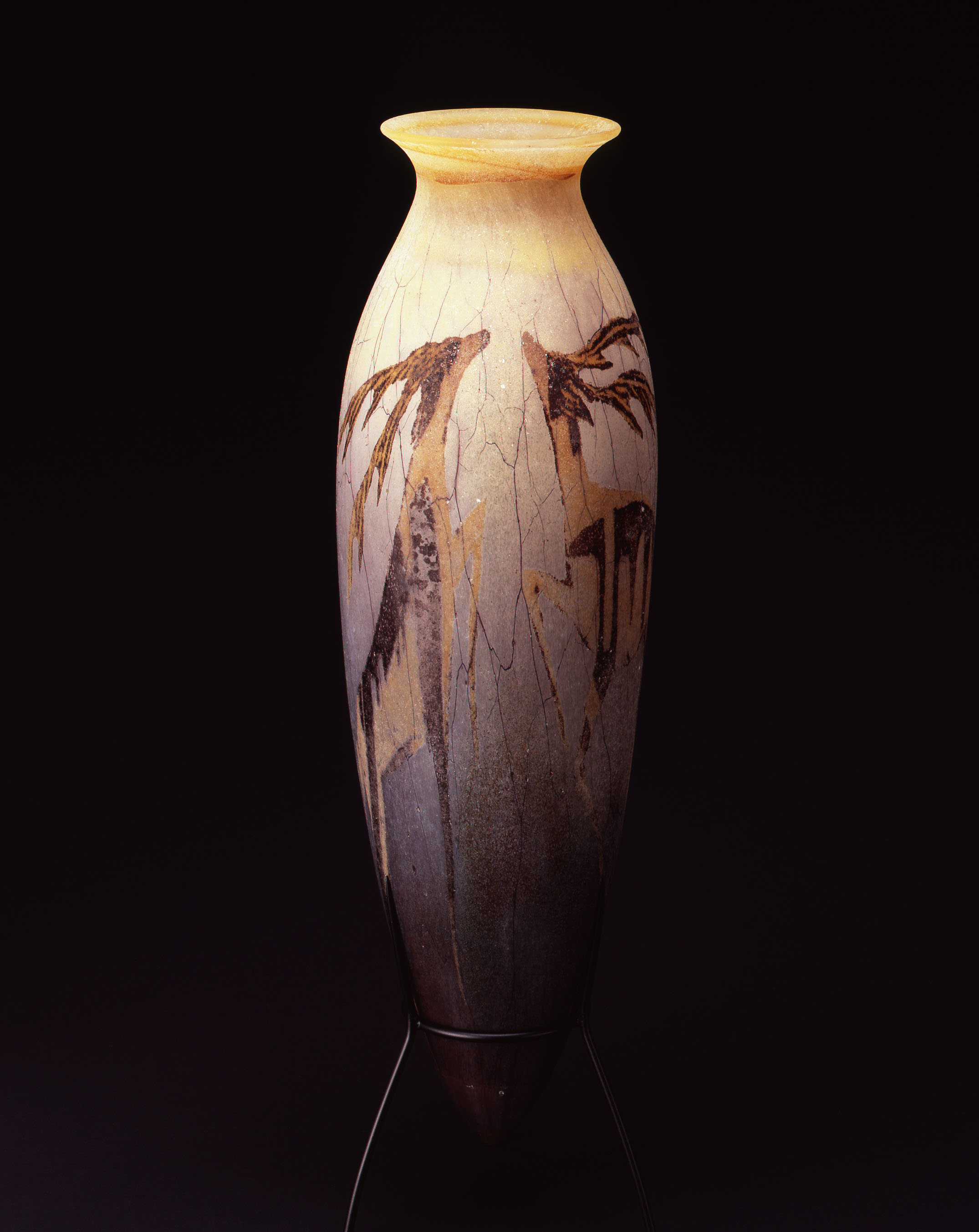 William Morris, Urn with Deer (2004, glass, 21 5/8 x 6 1/4 x 6 1/4 inches), WM.27