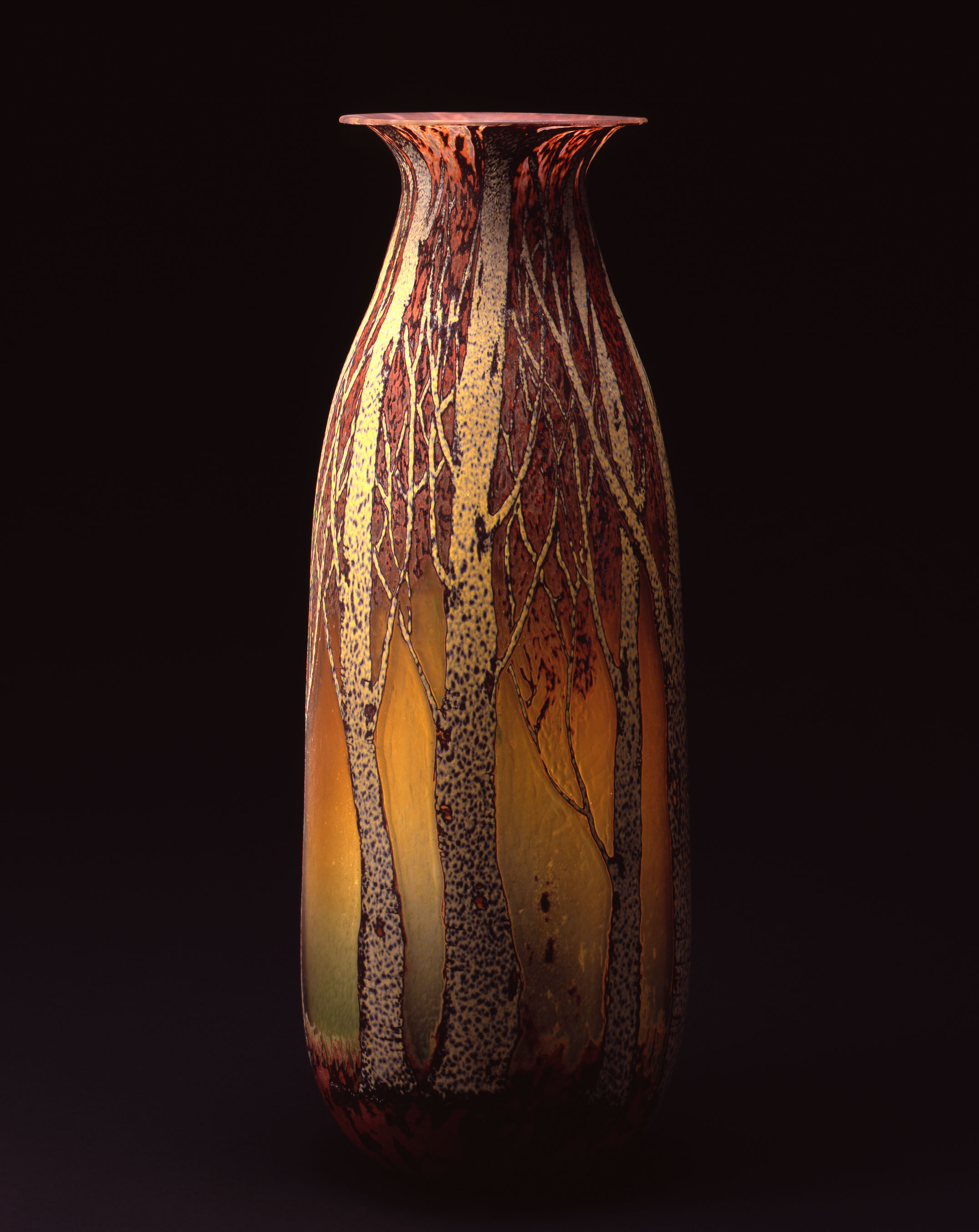 William Morris, Vase with Aspen Tree Grove (2004, glass,26 1/2 x 10 x 10 inches), WM.32