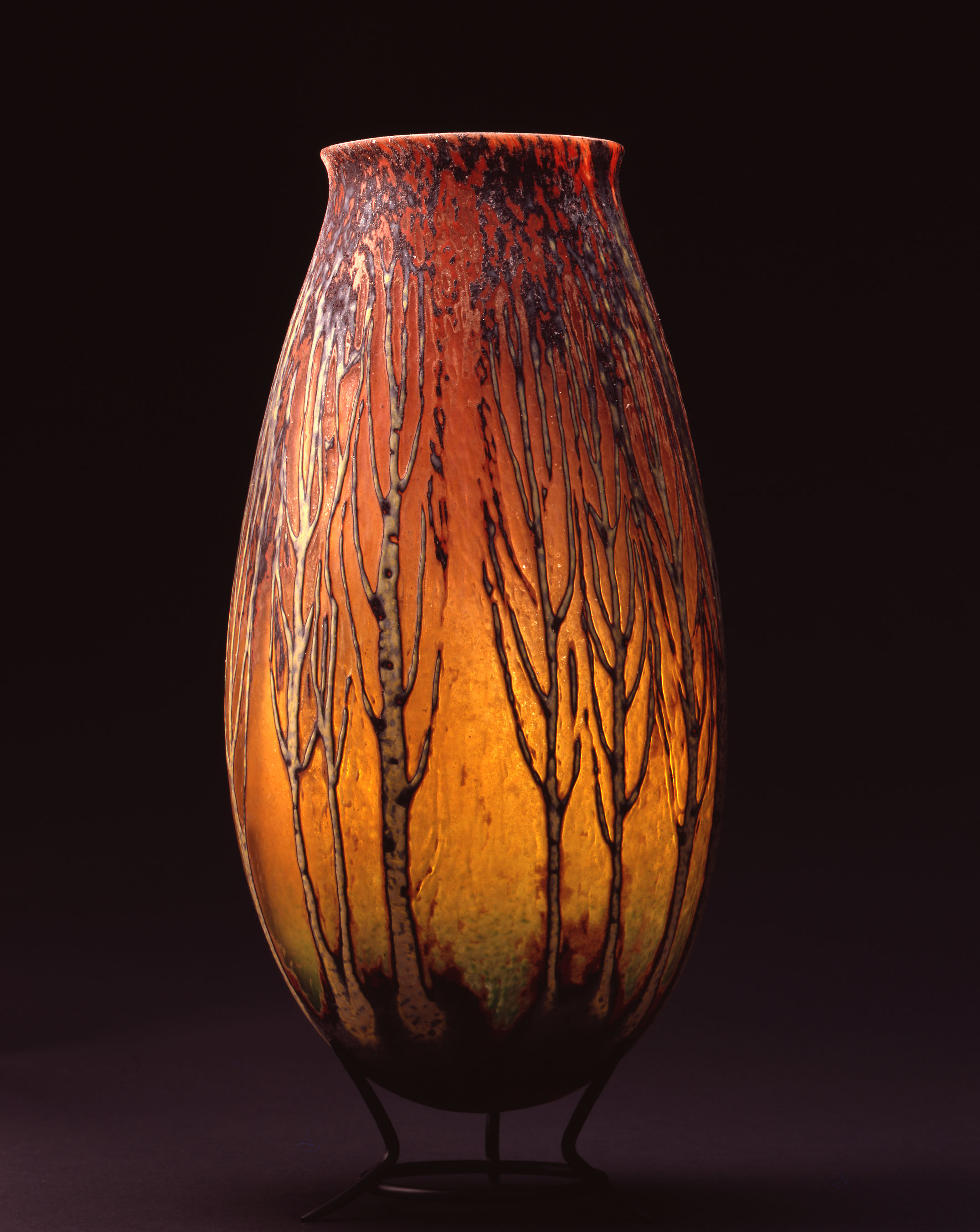  William Morris,&nbsp; Vase with Poplar Tree Grove  &nbsp; (2004, glass, 15 x 7 1/8 x 7 1/8 inches), WM.33 