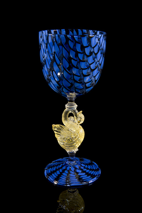 Lino Tagliapietra, Goblet (1991-1994, glass and gold leaf, 8 3/8 x 3 11/16 x 3 11/16 inches), LT.55