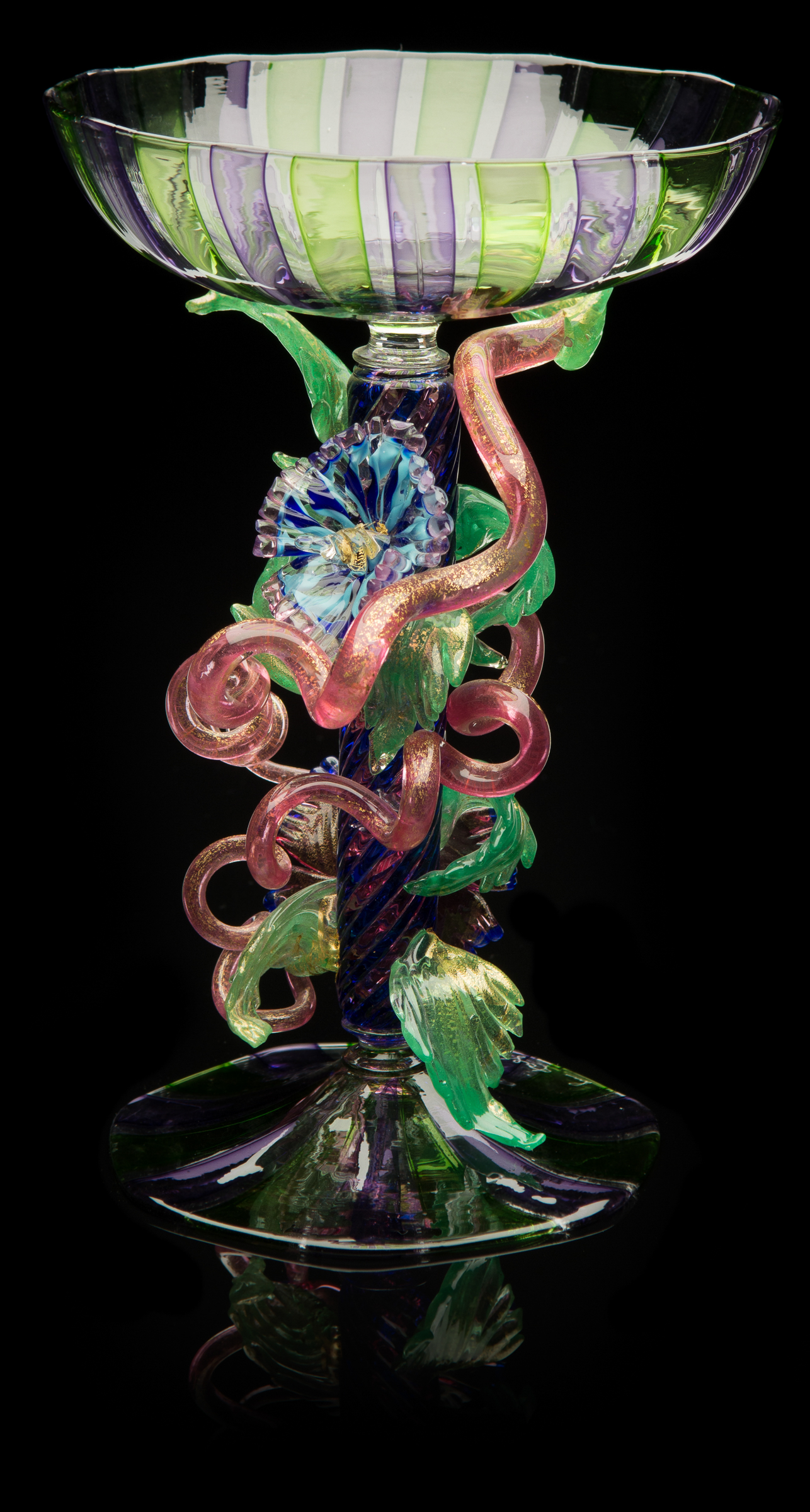 Lino Tagliapietra, Floral Goblet (1991-1994, glass and gold leaf, 9 x 6 1/4 x 6 1/4 inches), LT.58