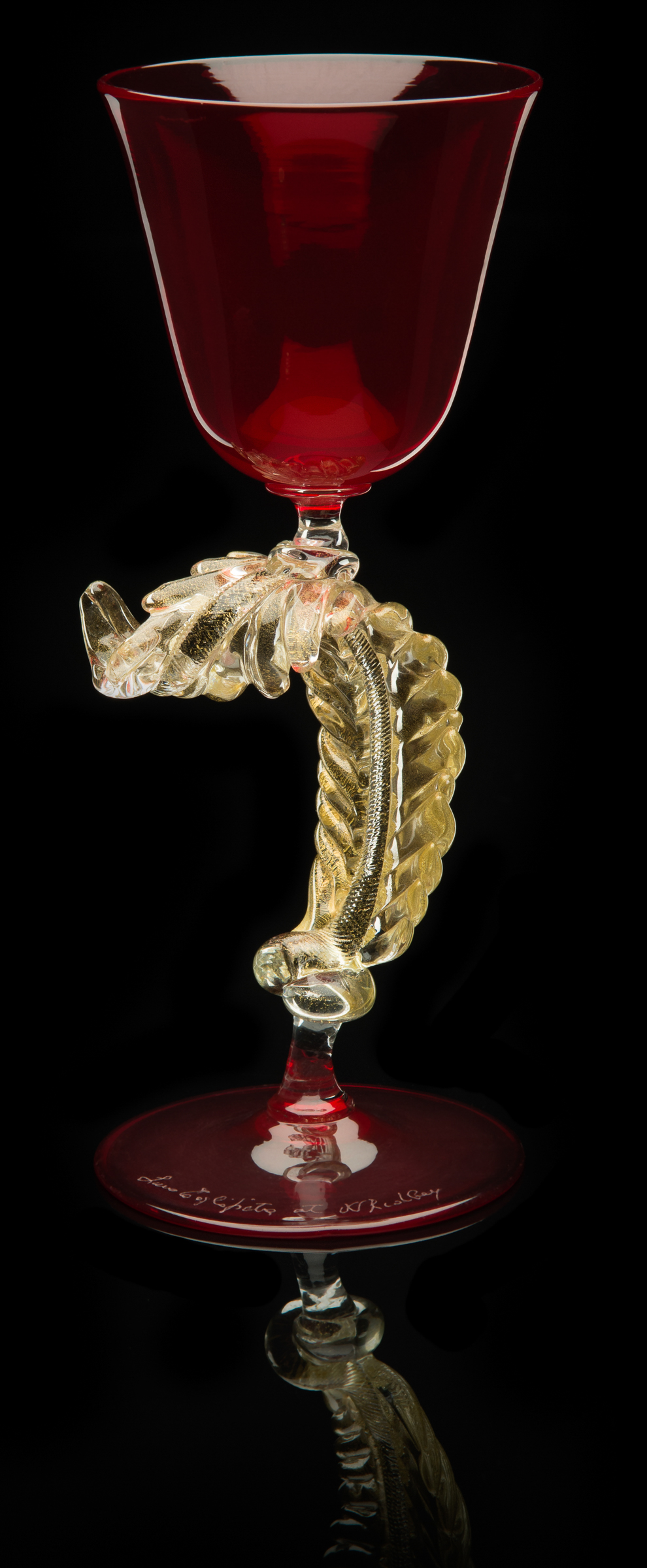  Lino Tagliapietra,&nbsp; Feather-stem&nbsp;  Goblet&nbsp; (1991-1994, glass and gold leaf, 7 1/2 x 3 x 3&nbsp;inches), LT.64 