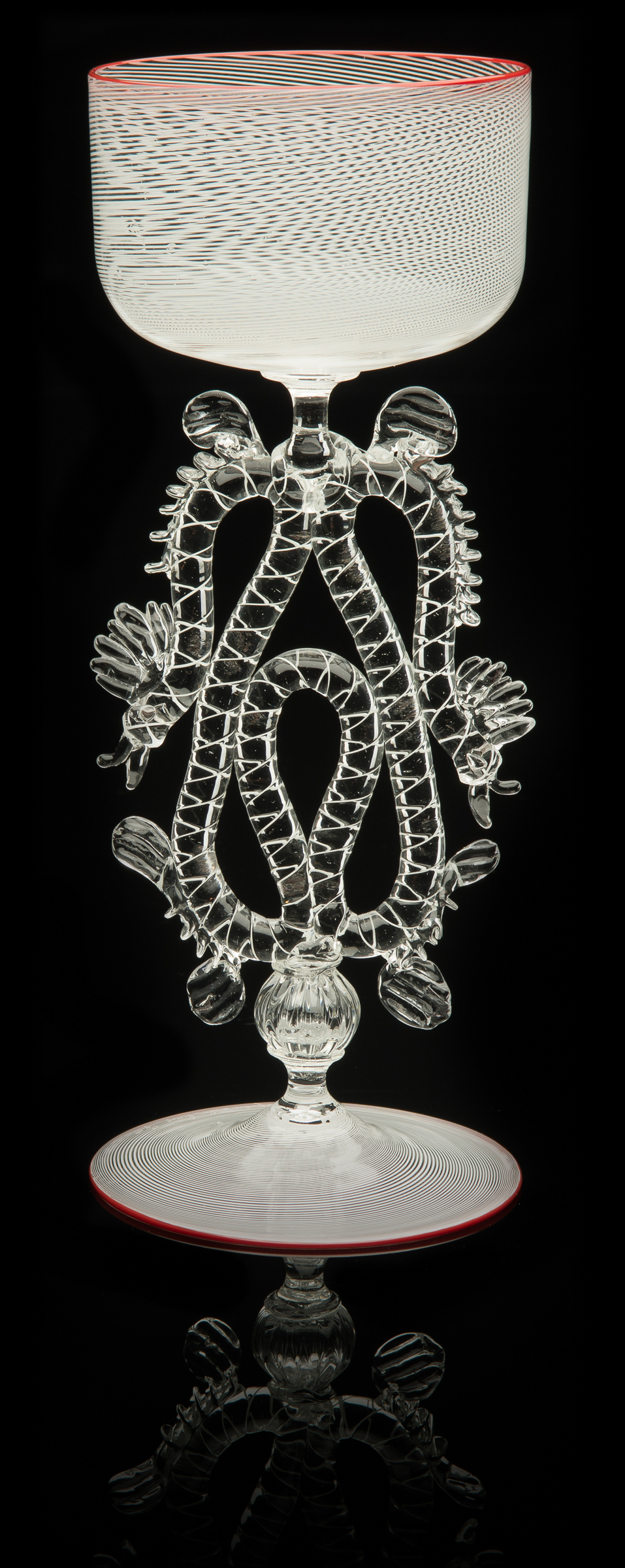  Lino Tagliapietra,&nbsp; Serpent-stem Goblet&nbsp; (1991-1994, glass, 9 1/8 x 3 5/8 x 3 5/8 inches), LT.50 