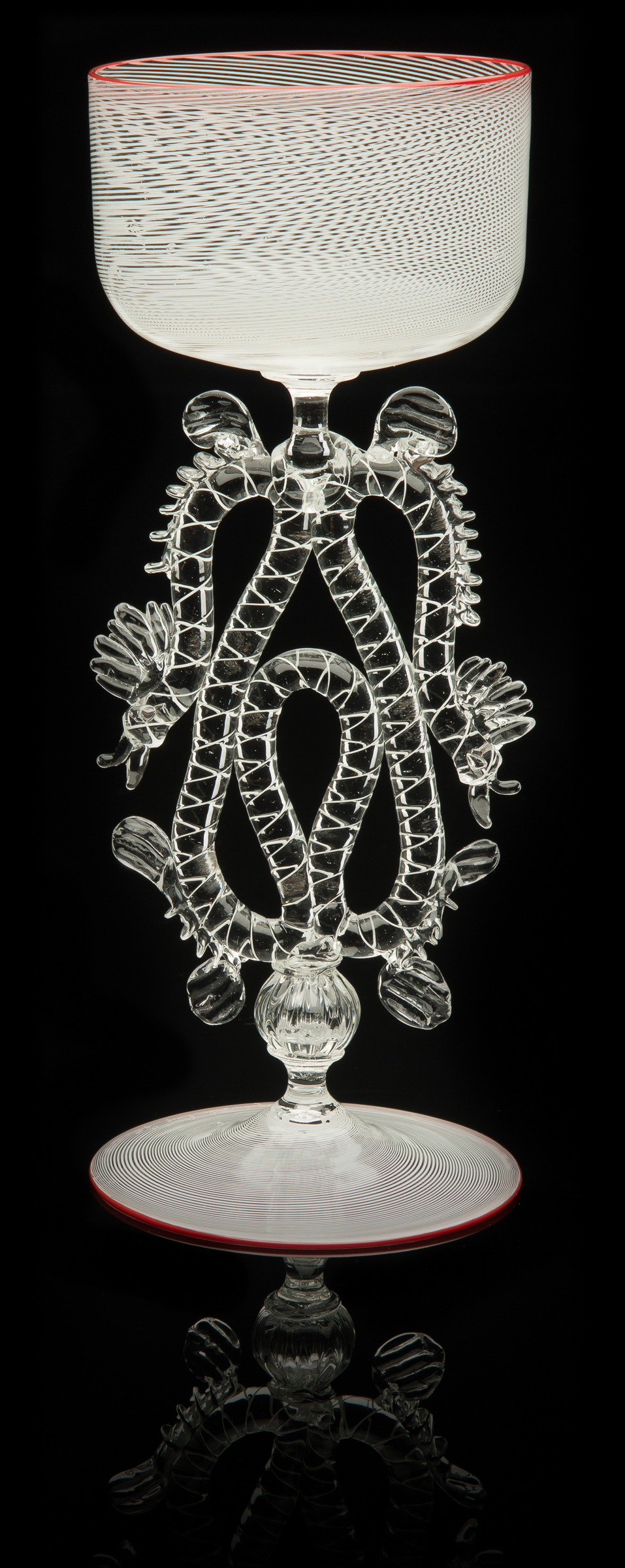 Lino Tagliapietra, Serpent-stem Goblet (1991-1994, glass, 9 1/8 x 3 5/8 x 3 5/8 inches), LT.50