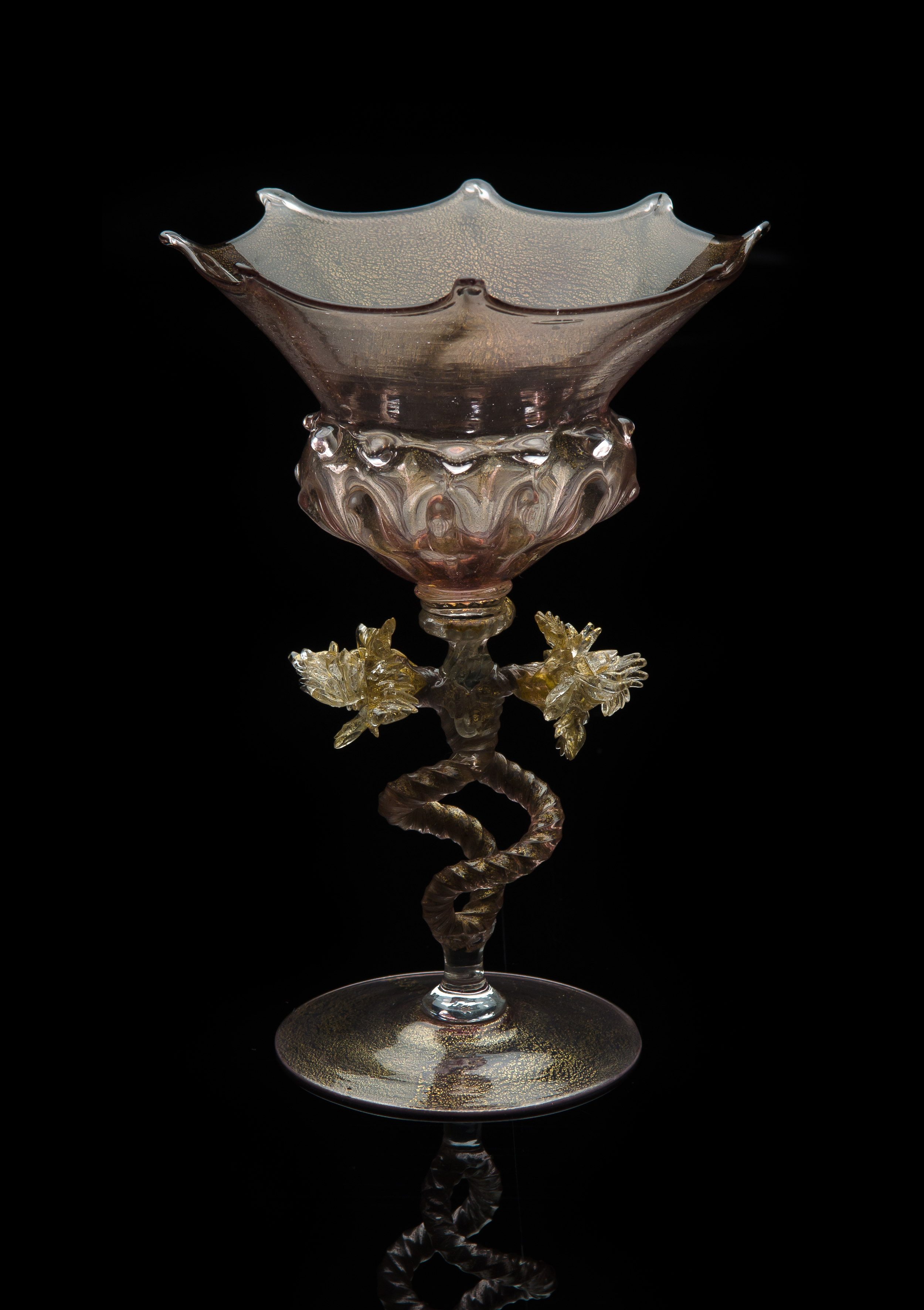  Salviati and Company,&nbsp; Goblet with Double Helix Stem&nbsp; (circa 1840 - 1860, glass, 7 x 5&nbsp;inches), VV.21 