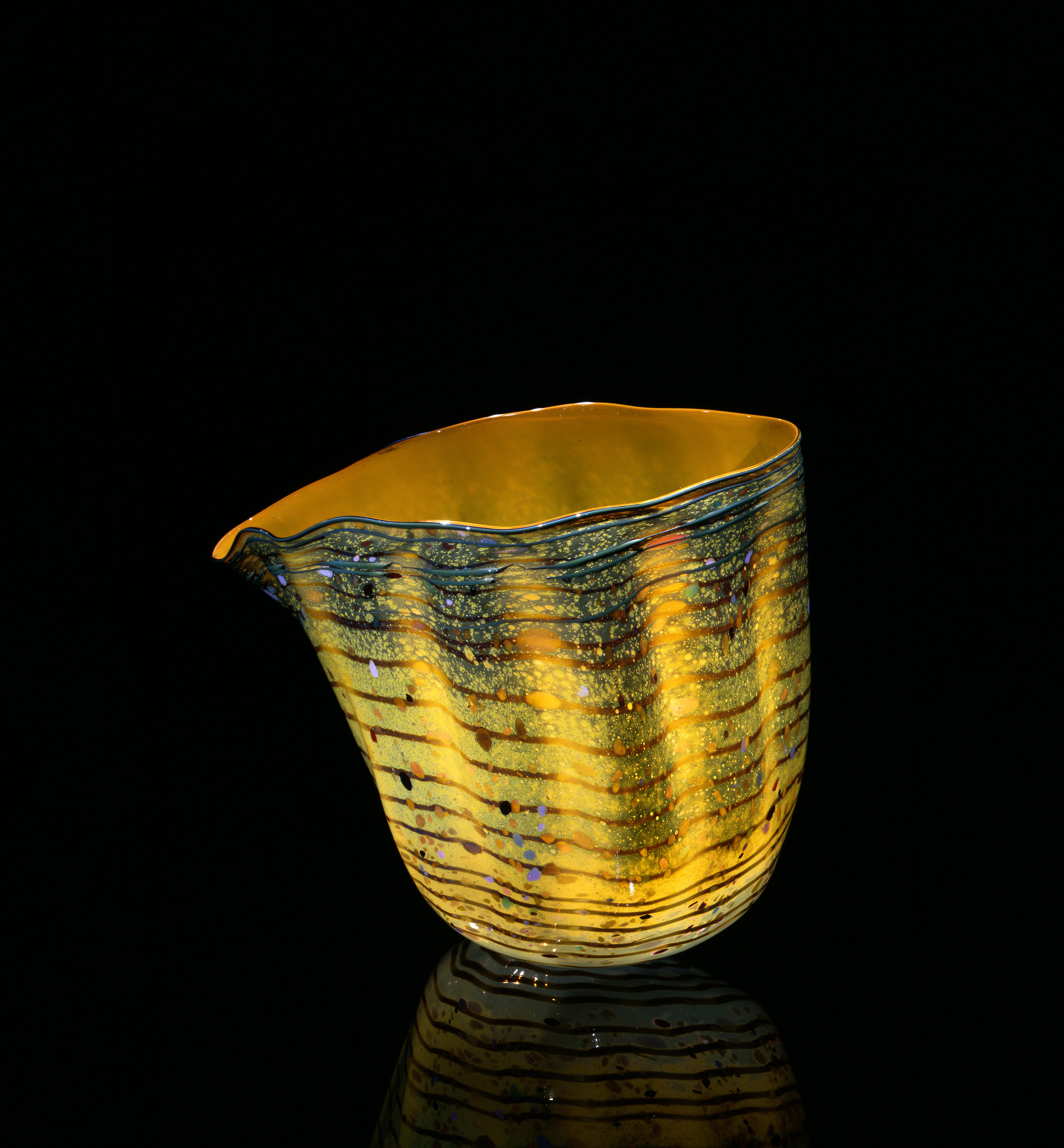  Dale Chihuly,  Marigold Macchia with Canton Jade Lip Wrap  &nbsp; (1982, glass, 12 x 13 x 9&nbsp;inches), DC.121 