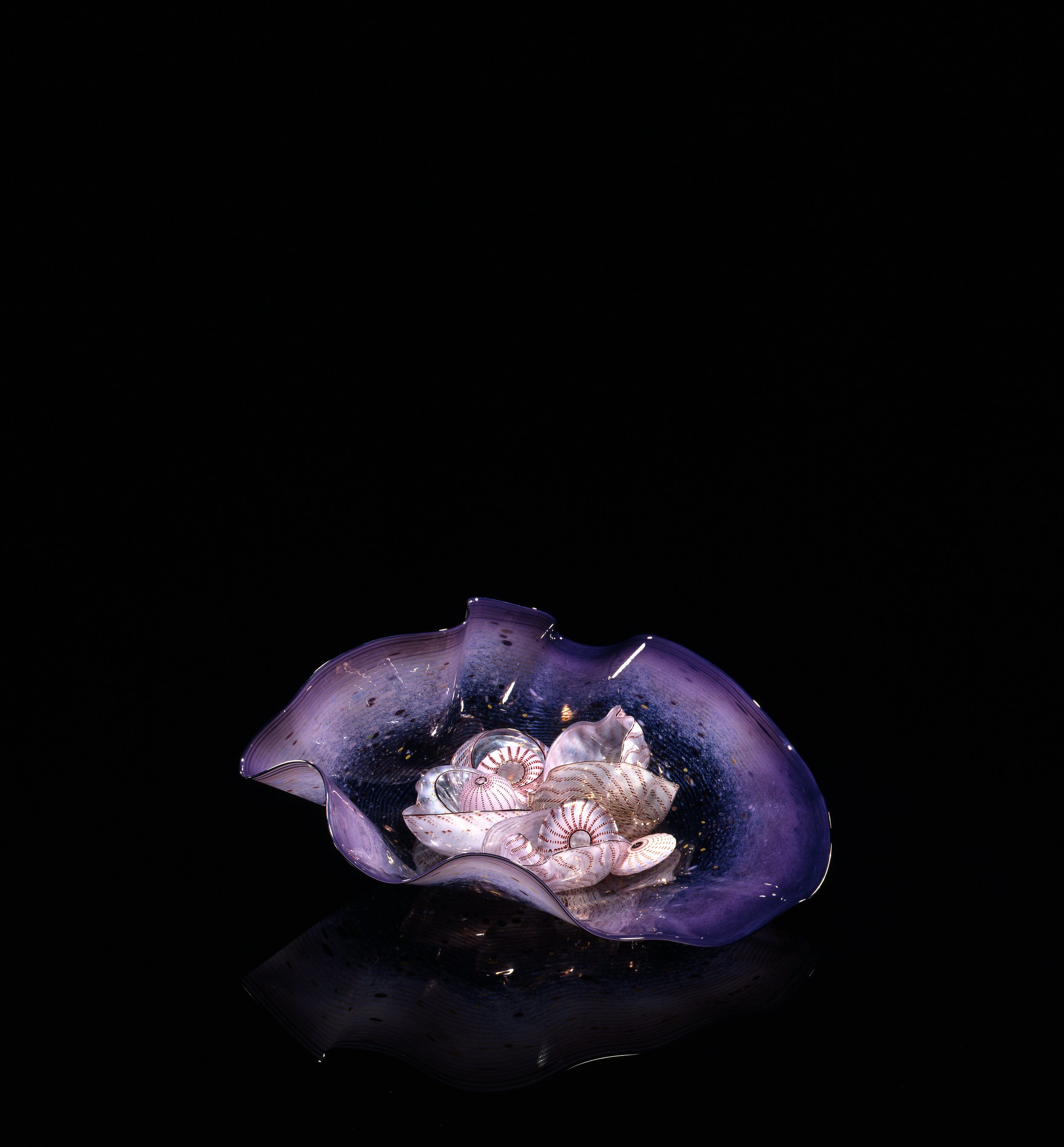 Dale Chihuly, Amethyst Seaform Macchia Set (1983, glass, 11 x 24 x 27 inches), DC. 314