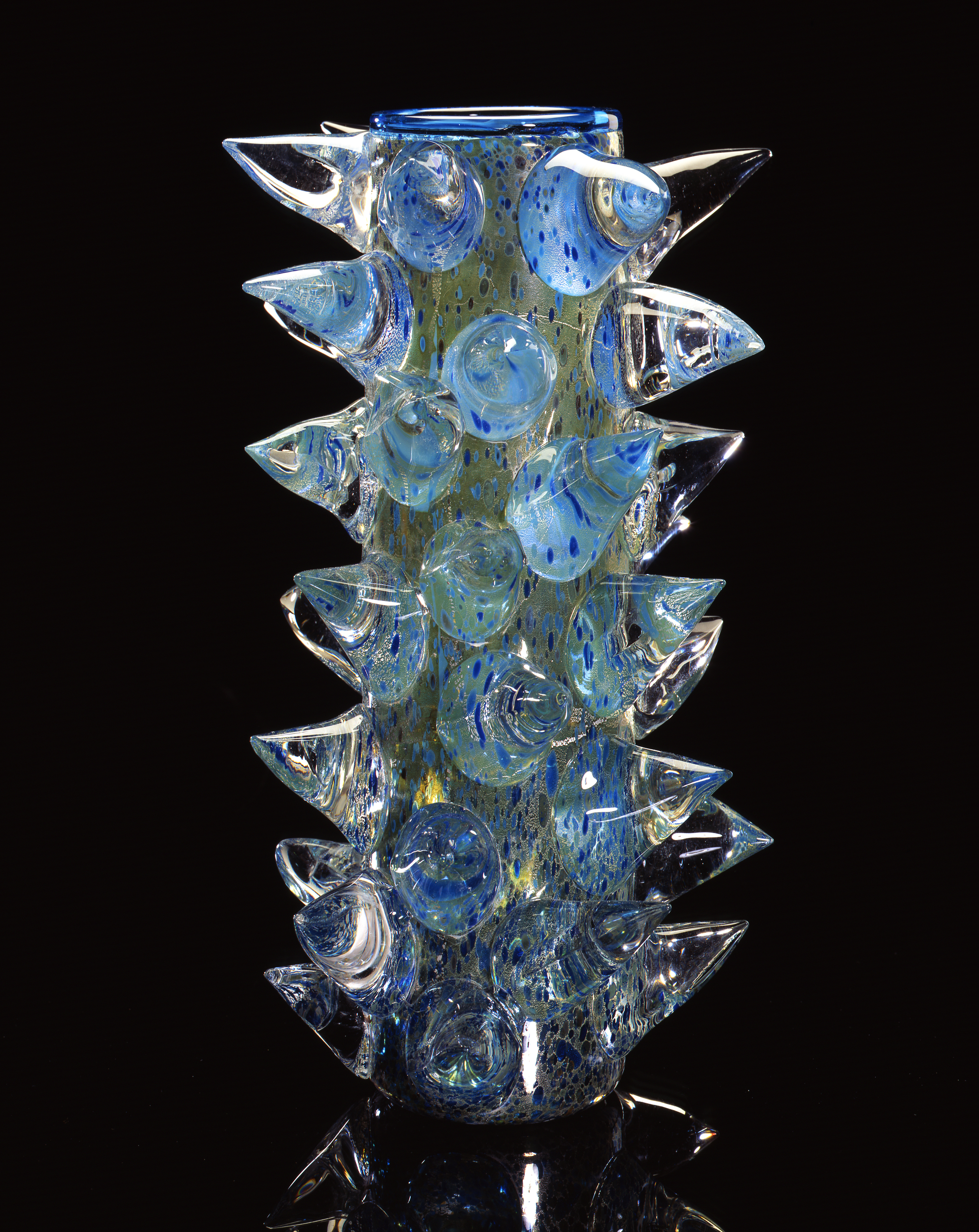  Dale Chihuly,&nbsp; Silver over Starlight Blue Piccolo Venetian with Clear Prunts &nbsp;(1994, glass, 10 x 6 x 6 inches) 