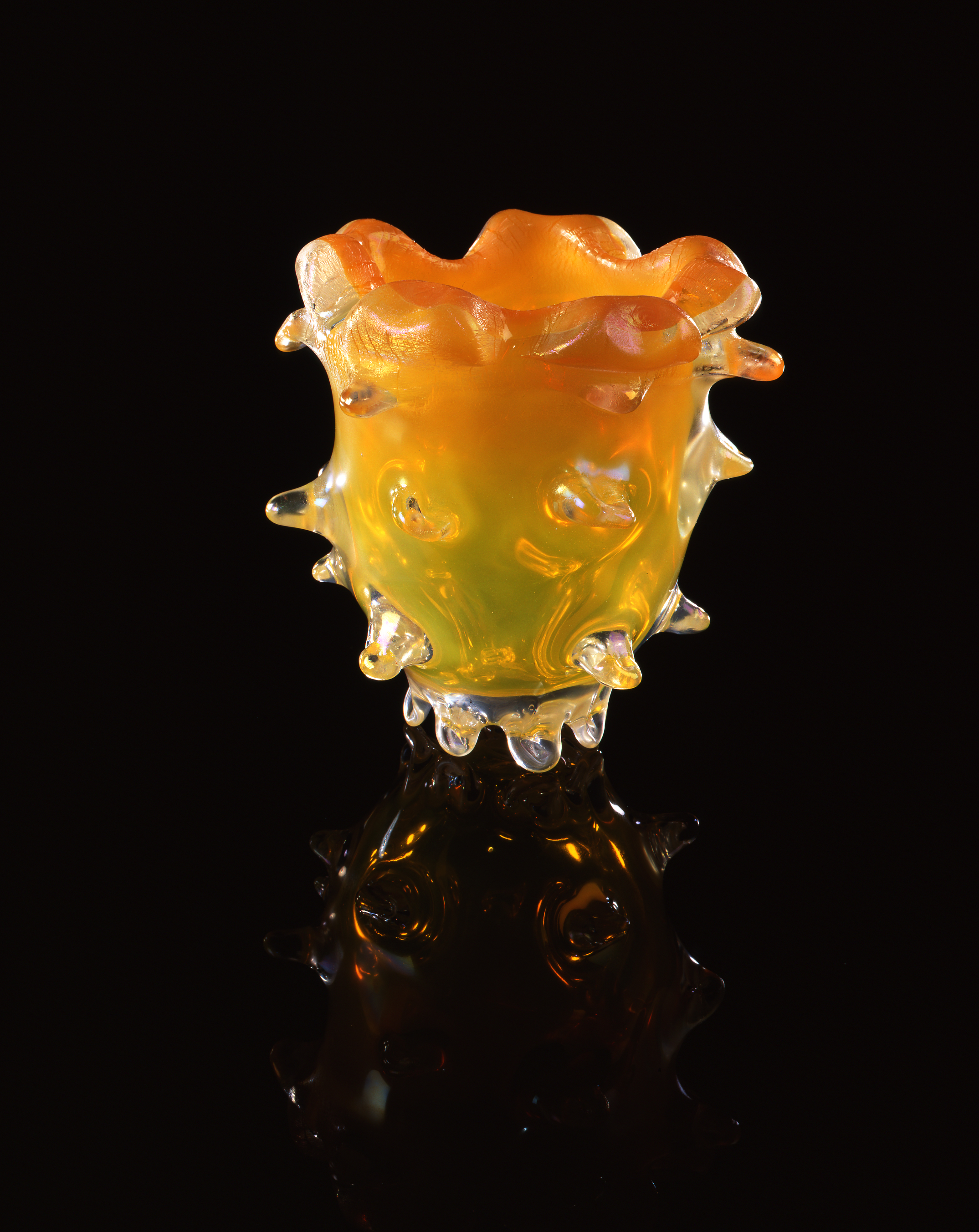  Dale Chihuly,&nbsp; Yellow Sand Piccolo Venetian with Clear Prunts &nbsp;(1997, glass, 6 x 6 x 6&nbsp;inches) 