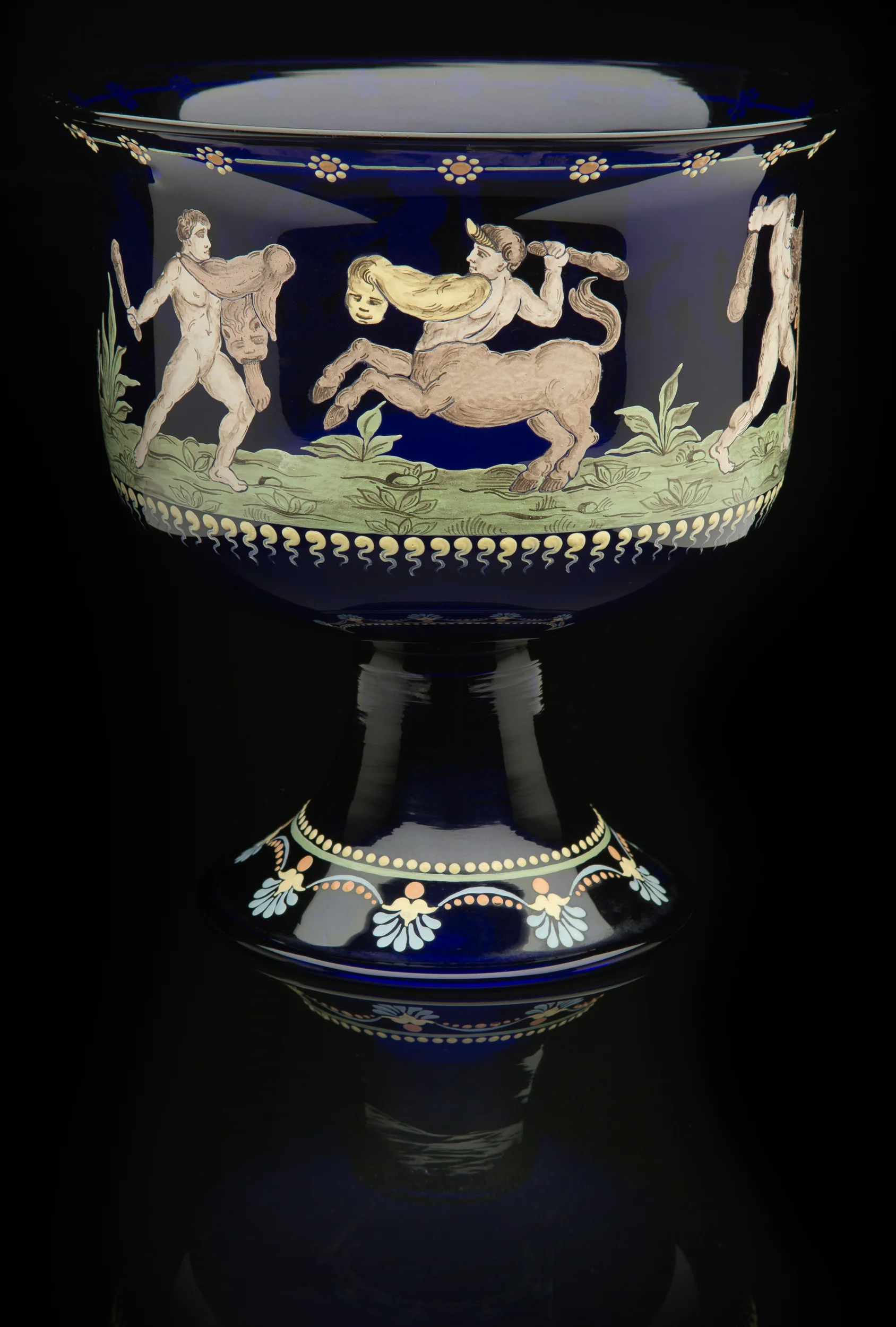 Francisco Toso Borella, Vase: Labors of Hercules (1900-1920, glass and enamel, 8 x 7 1/2 x 7 1/2 inches), VV.479