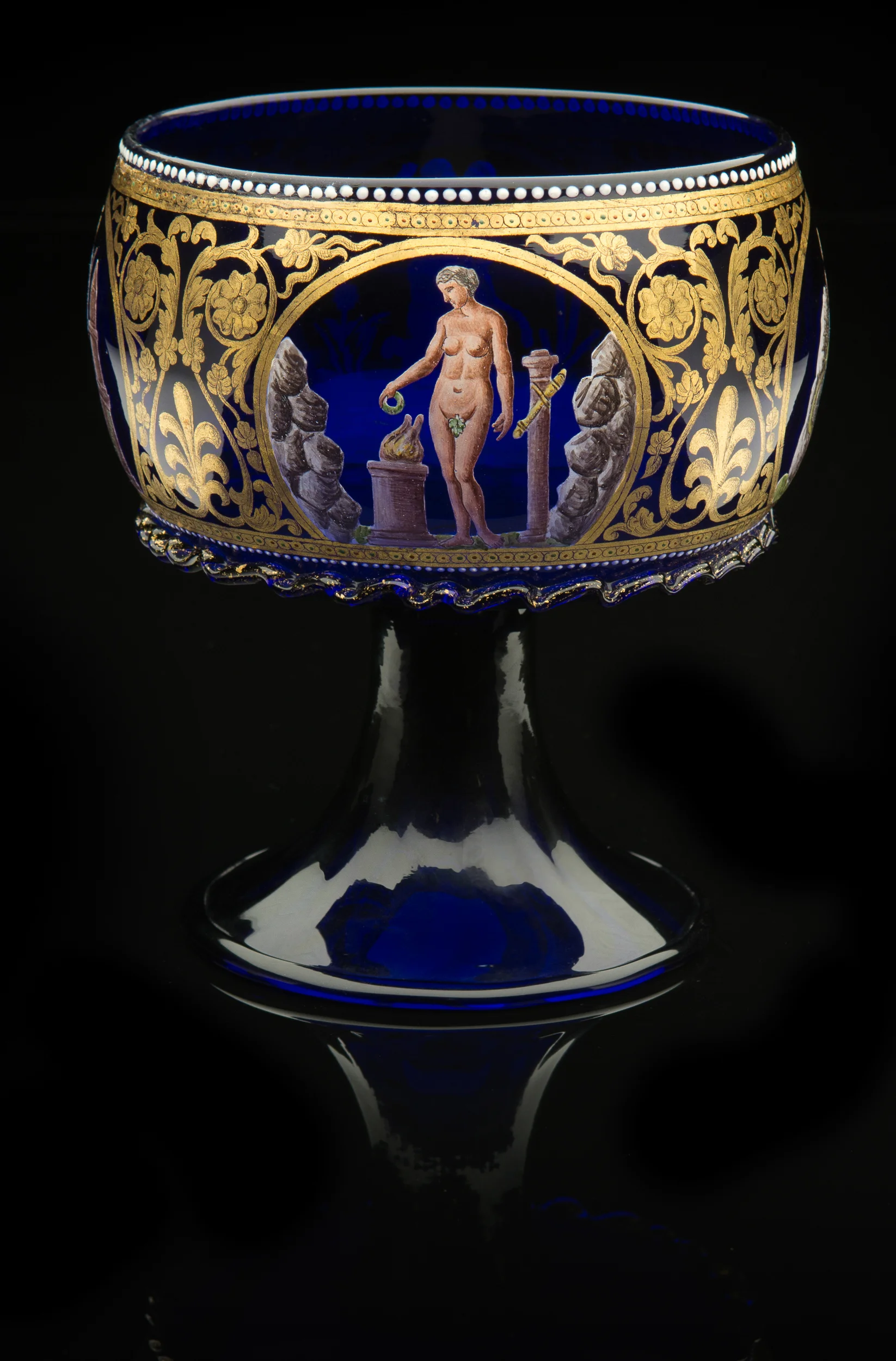 Venice and Murano Company, Hercules Footed Bowl, (circa 1880, glass, gilding and enamel, 6 1/2 x 5 x 5 inches), VV.573