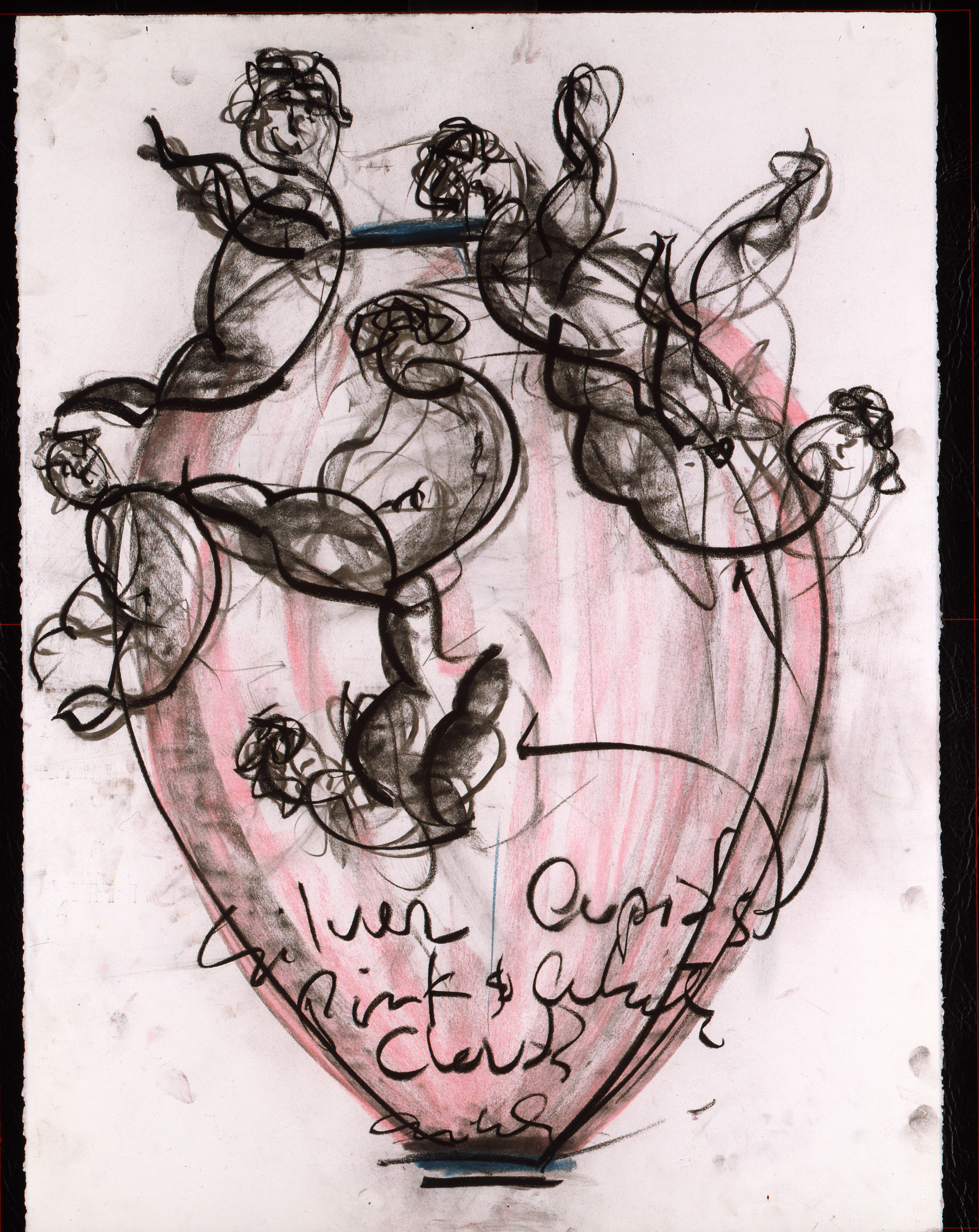 Dale Chihuly, Pink Putti Drawing, (1989, pastel and charcoal on paper, 30 x 22 inches), DC.361