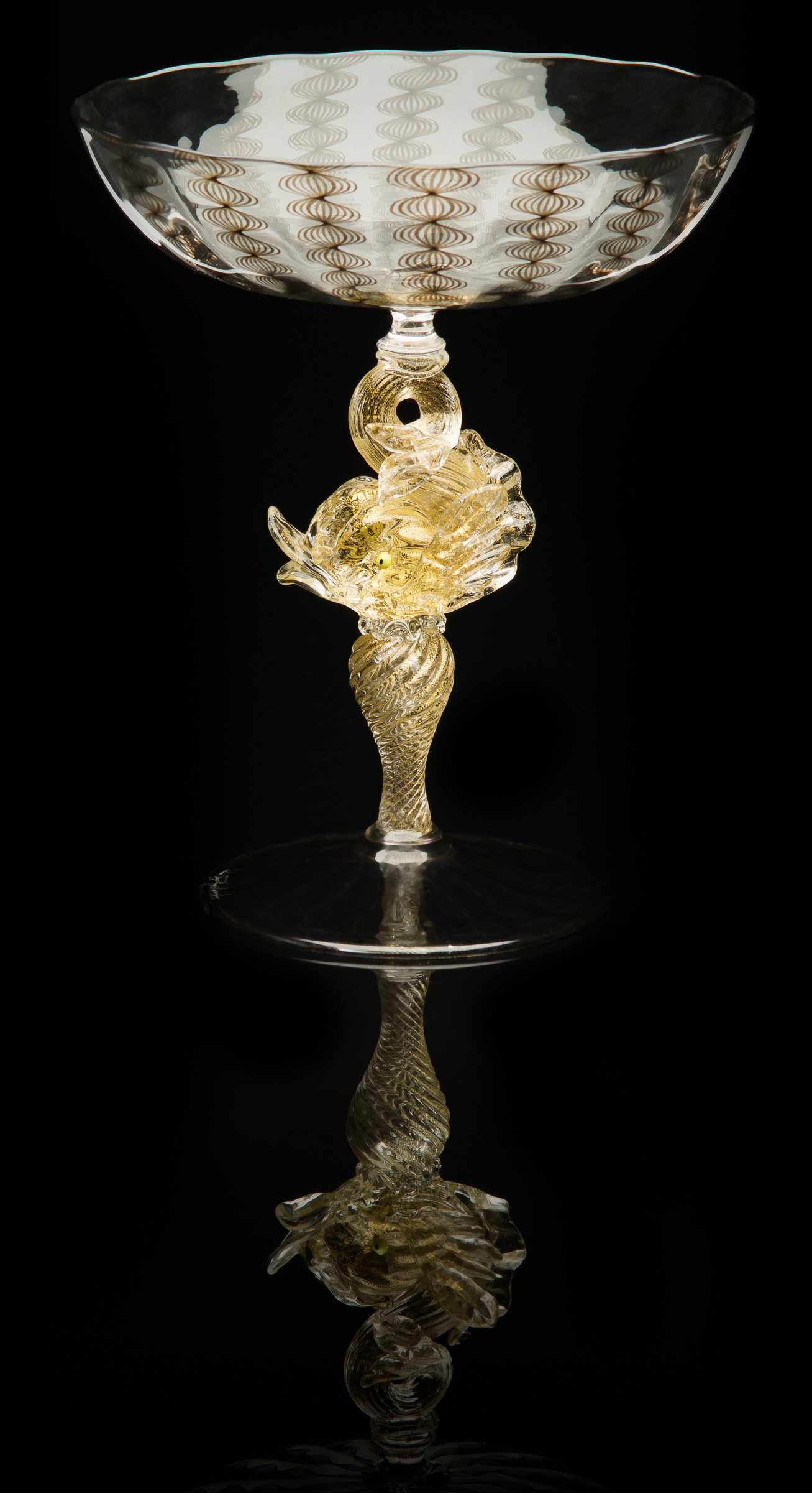 Lino Tagliapietra, Dolphin-stem Goblet, (1991-1994, glass, 6 13/16 x 5 3/4 x 5 3/4 inches), LT.26