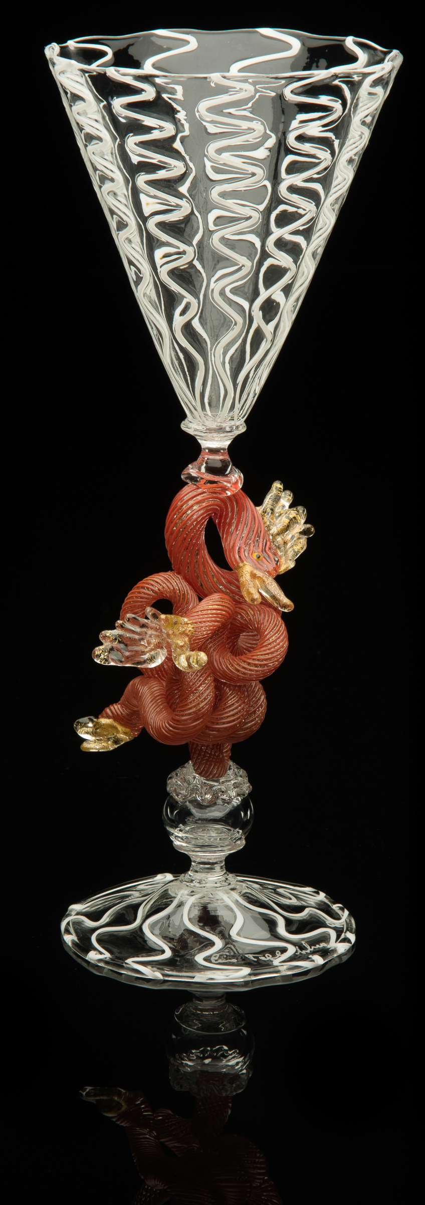 Lino Tagliapietra, Serpent-stem Goblet (1991-1994, glass, 9 1/8 x 3 5/8 x 3 5/8 inches), LT.60