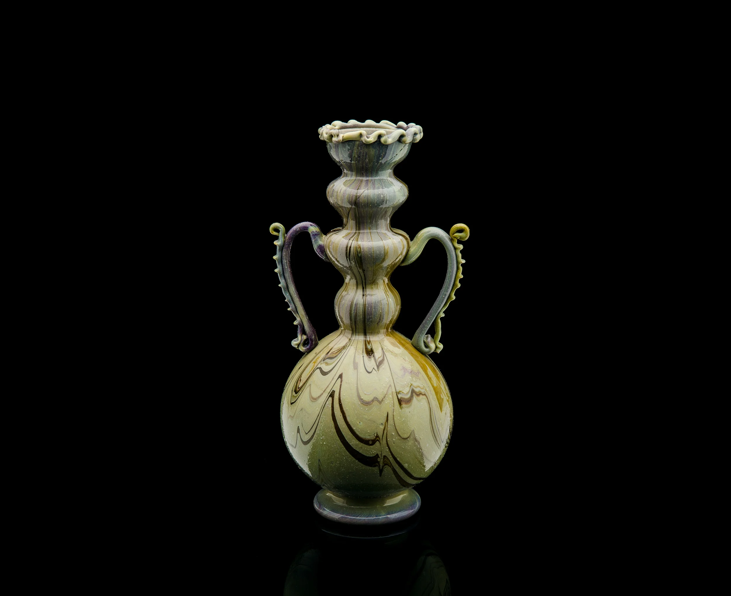 Pauly and C., Chalcedony Double-Handled Vase (circa 1920, glass), VV.132