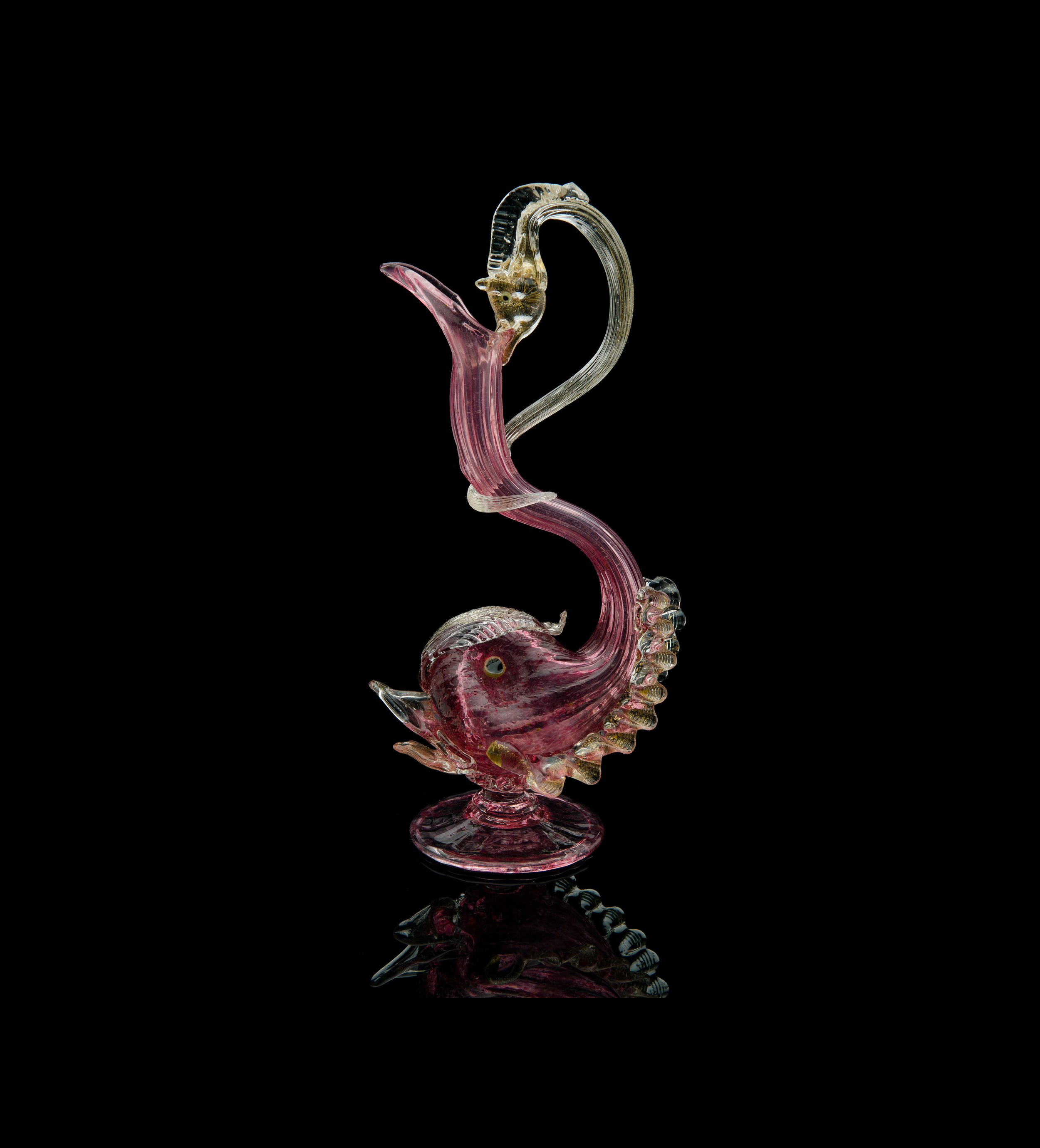  Salviati and Company,&nbsp; Dolphin Bud Vase with Serpent Handle&nbsp; (circa 1885, glass, 8 1/2 inches), VV.126 