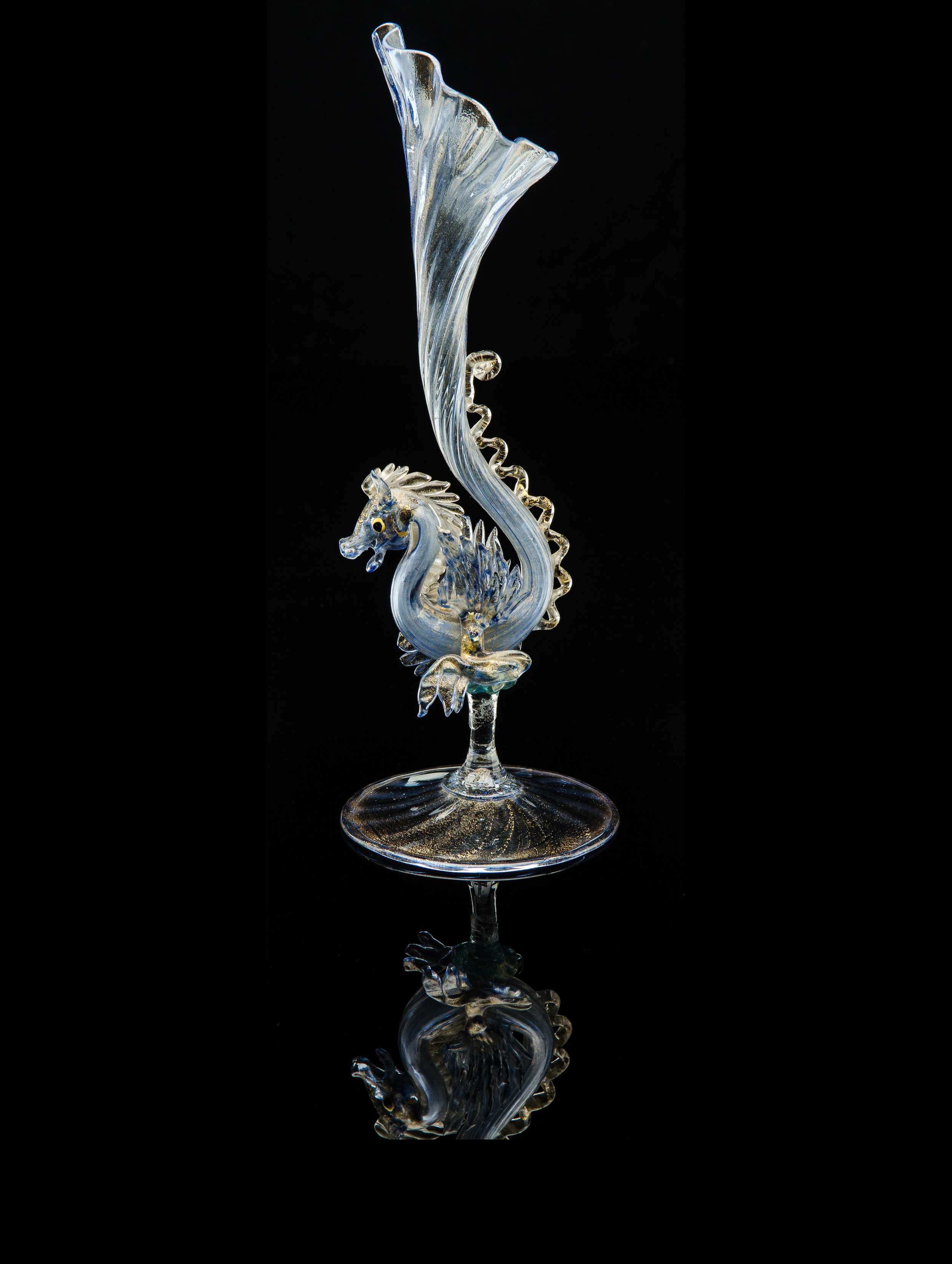  Salviati and Company,&nbsp; Blue Phoenix Form Bud Vase&nbsp; (glass, 11inches), VV.342 