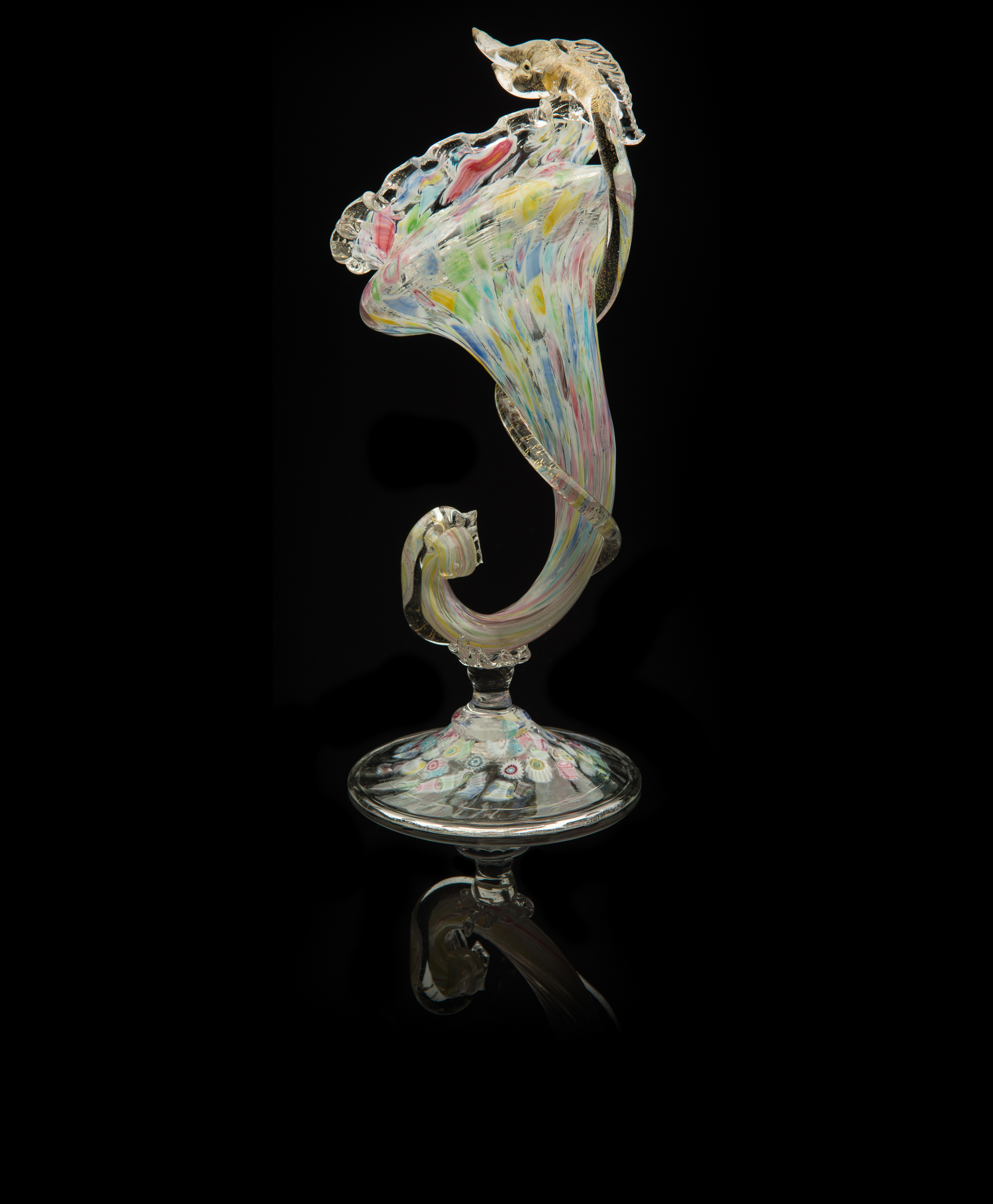  Salviati and Company,&nbsp; Multicolored Fish Snout Cornucopia  &nbsp; (glass), VV.435 