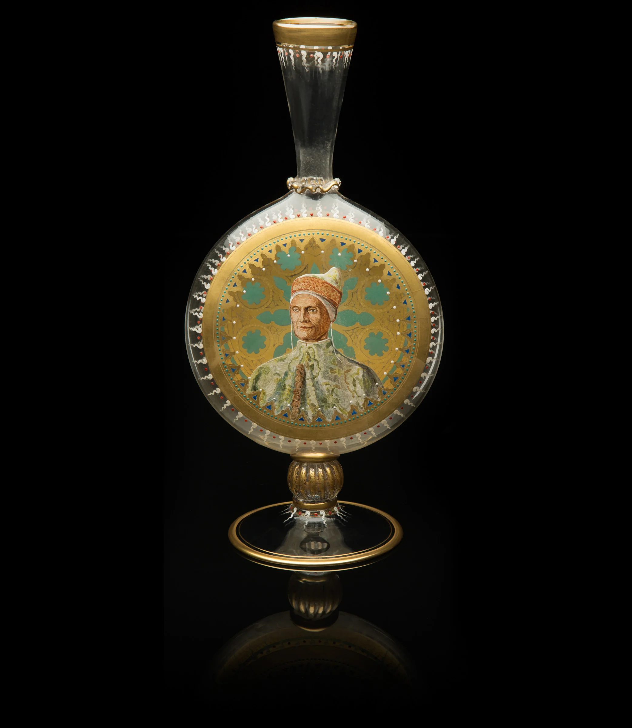 Unknown Ventian, Polychrome Enameled Pilgrim Flask (glass and gilding, 13 3/8 inches), VV.467