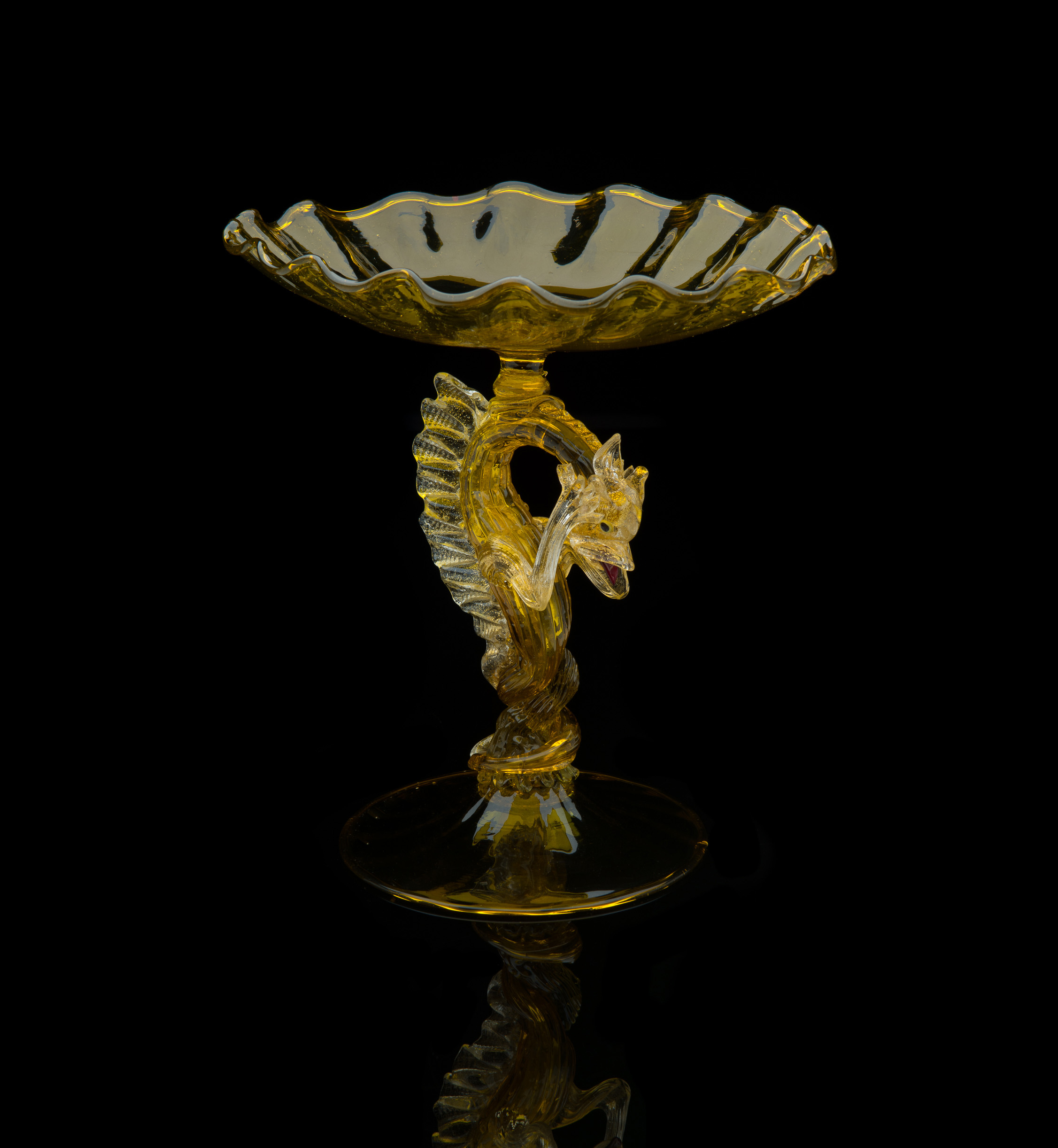  Salviati and Company,&nbsp; Yellow Dragon Compote&nbsp; (circa 1880-1990, glass, 11 x 11 x 11&nbsp;inches), VV.419 