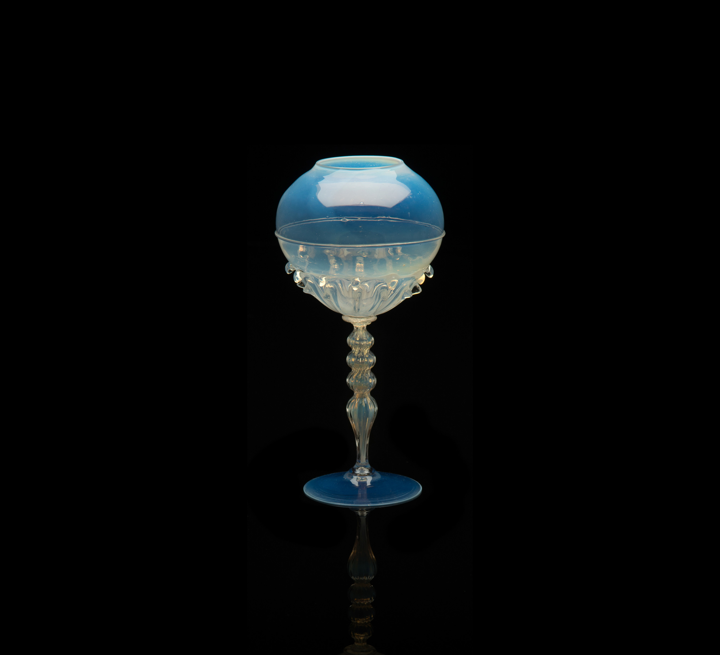  Salviati and Company,&nbsp; Opalescent Vase with Fluted Stem&nbsp; (glass, 8 1/4 x 4 x 4 inches), VV.620 