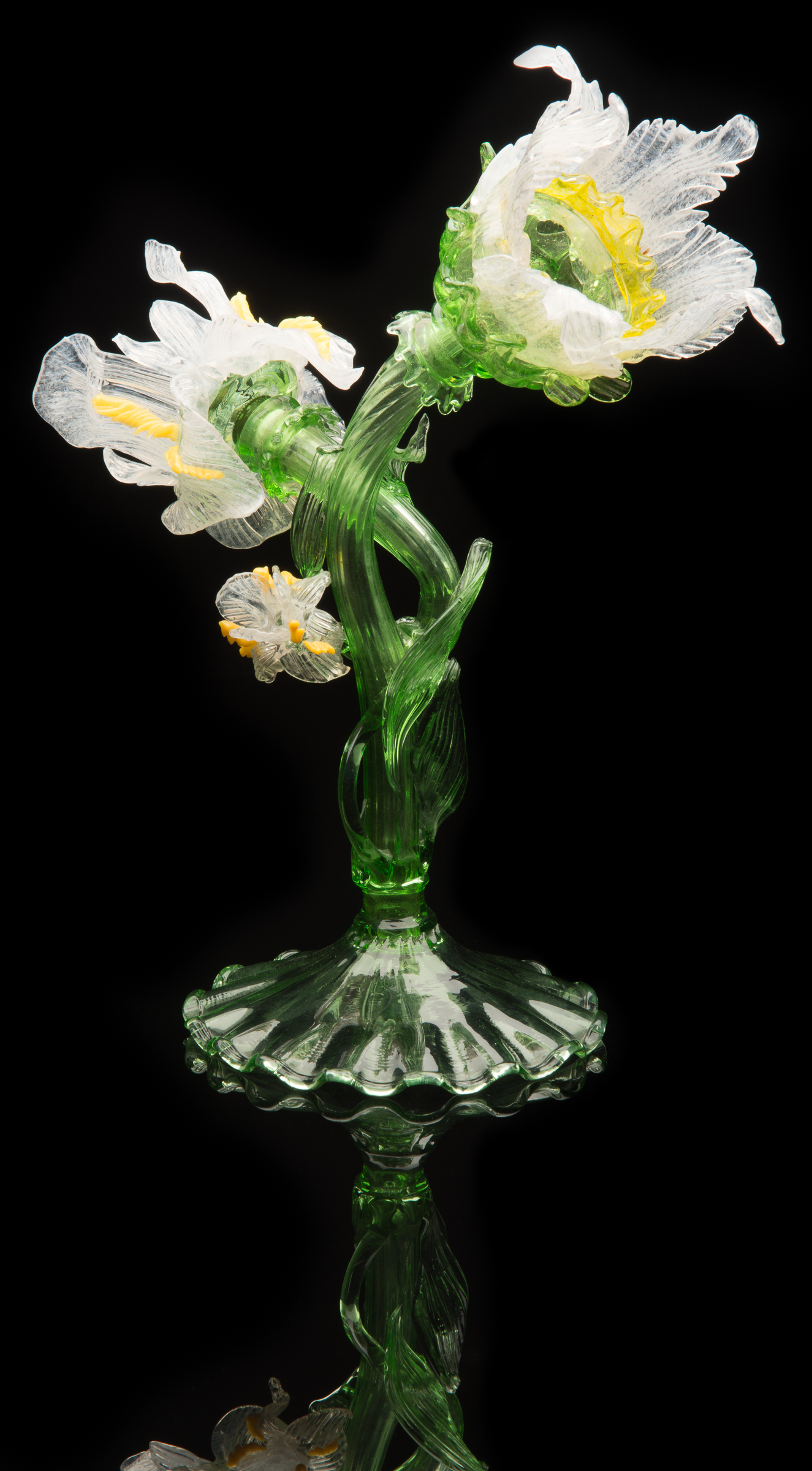  Fratelli Toso,  Double Flower Stem Lamp  (circa 1990, glass, 14.5 inches), VV.708 