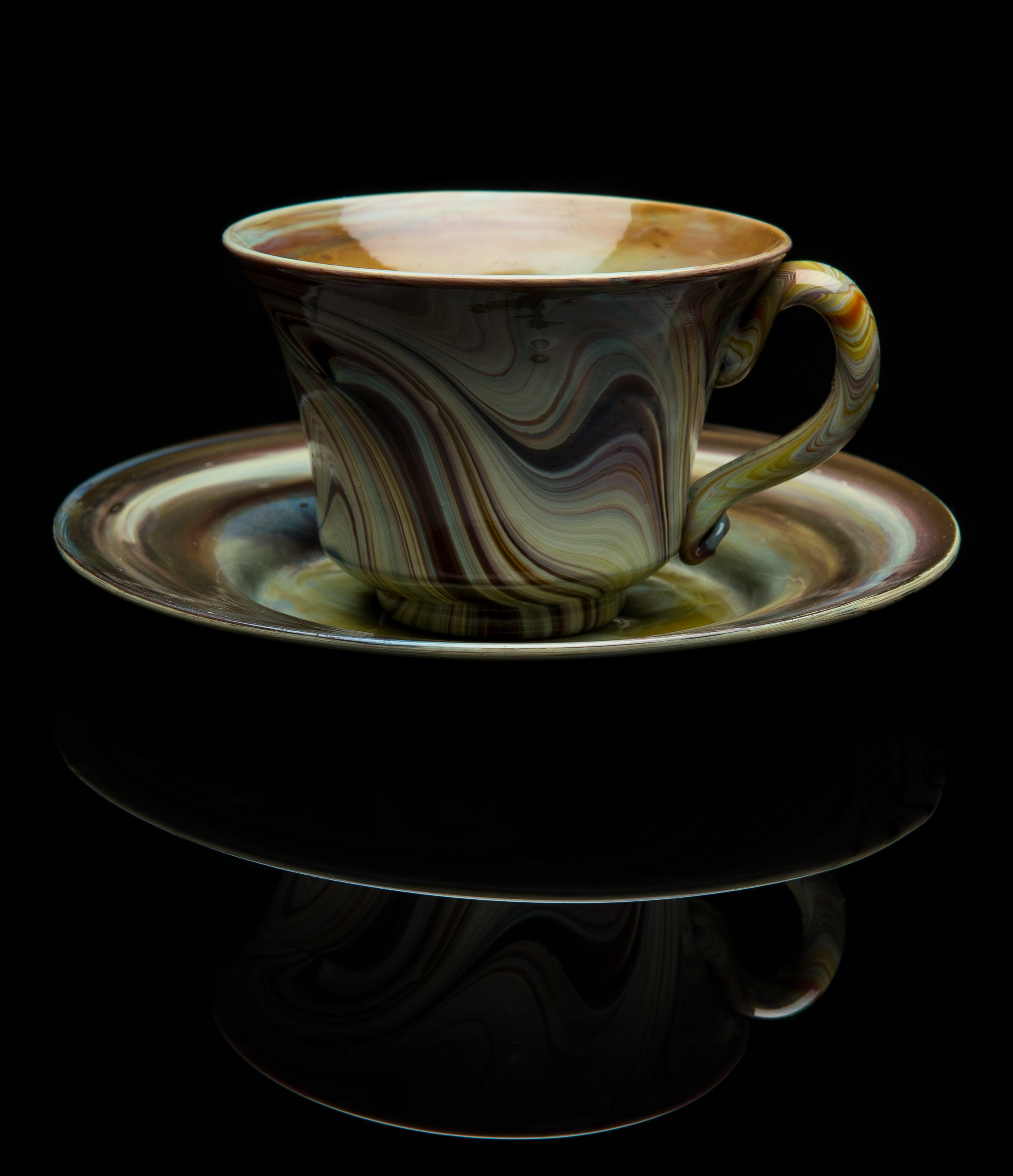  Unknown,  Brown Chalcedony Teacup and Saucer  (circa 1990, glass, 2.5 inches), VV.1021 