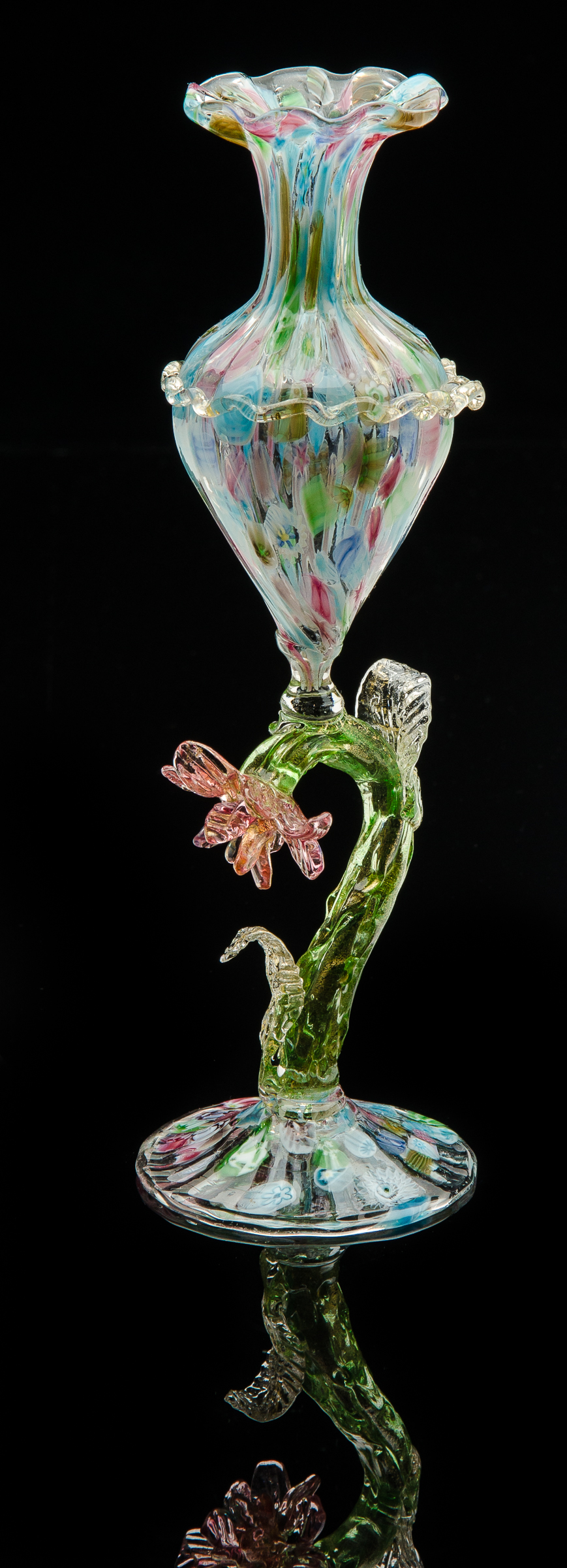  Fratelli Toso,  Murrhine Vase on Flower Stem  (circa 1895, glass, 9.25 inches), VV.235 