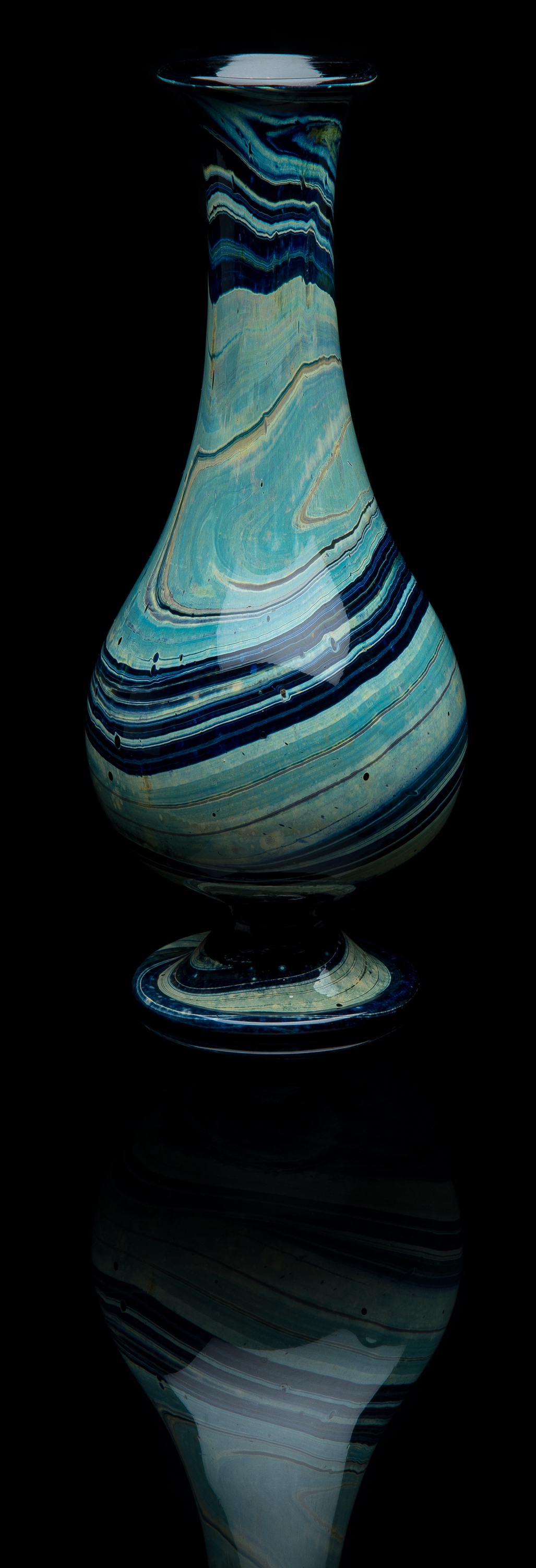  Unknown,  Blue Chalcedony Vase  (circa 1900, glass, 10 inches), VV.1021 