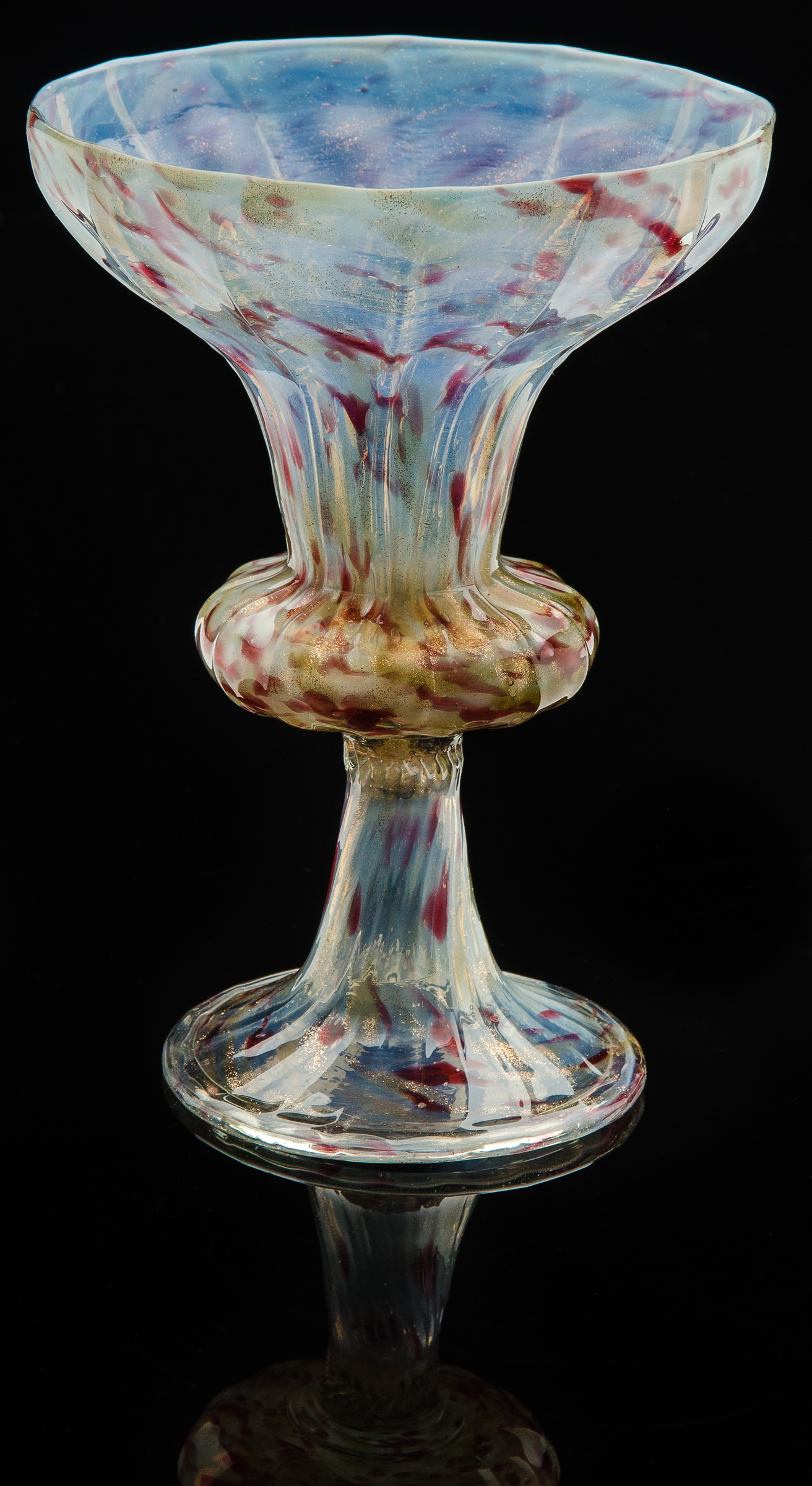  Societa Anonima per Salviati,  Opalescent Goblet with Ribbed Bowl  (1866, glass, 7 1/16 inches), VV.333 