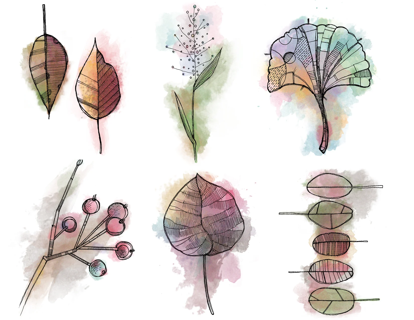 Colored Leaves - Stationary Set