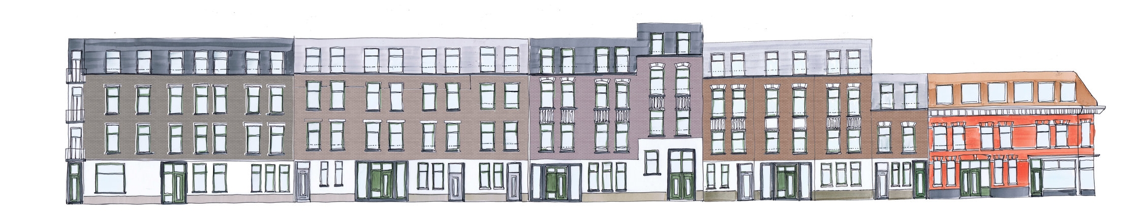 Concept voorgevels in schets