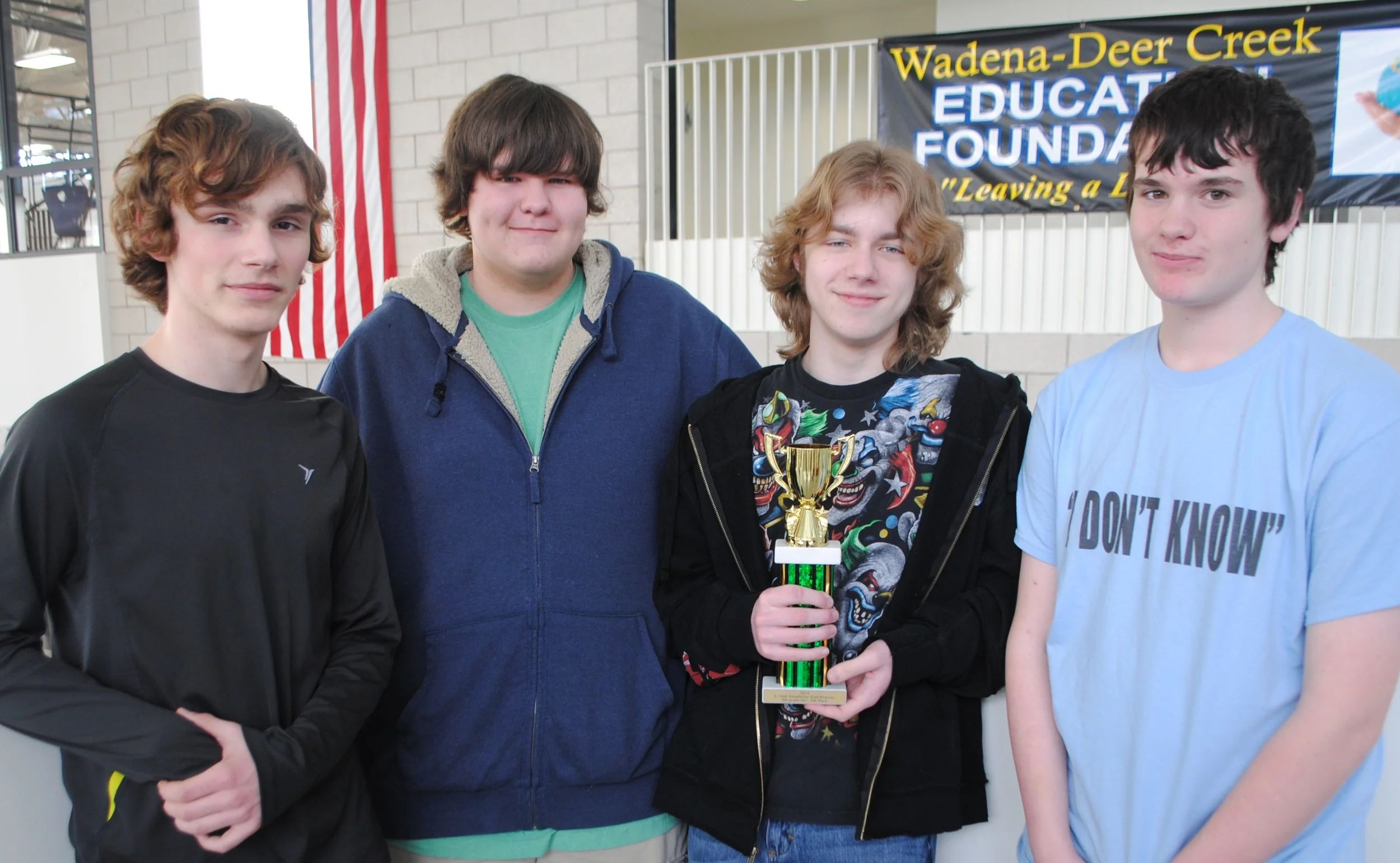 The WDC Wolverines team of Tyler Scott, Derek Plautz, Logan Taggart and Andrew McCullough placed fourth in the academic quiz fest in Staples recently. (Photo by Dana Pavek, WDC Schools)