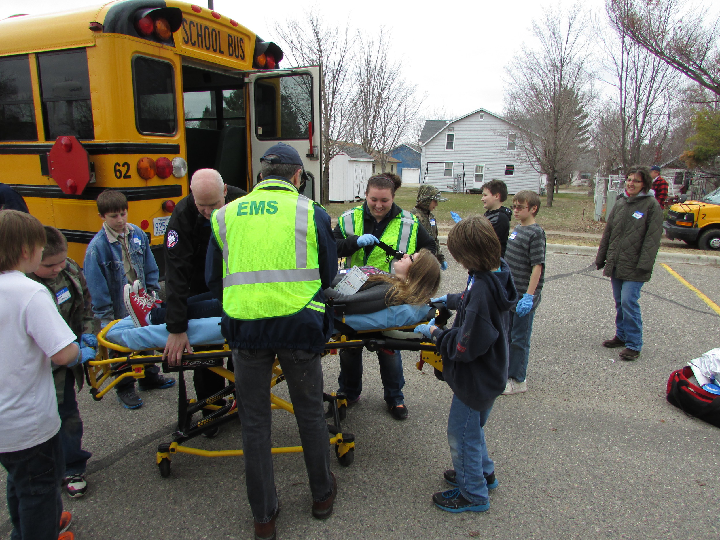 The mock drill helps Tri-County Hospital's medical staff prepare for emergency readiness in case a real-life situation such as a head-on collision between a vehicle and school bus occurs. (Photos by Ann Pate)