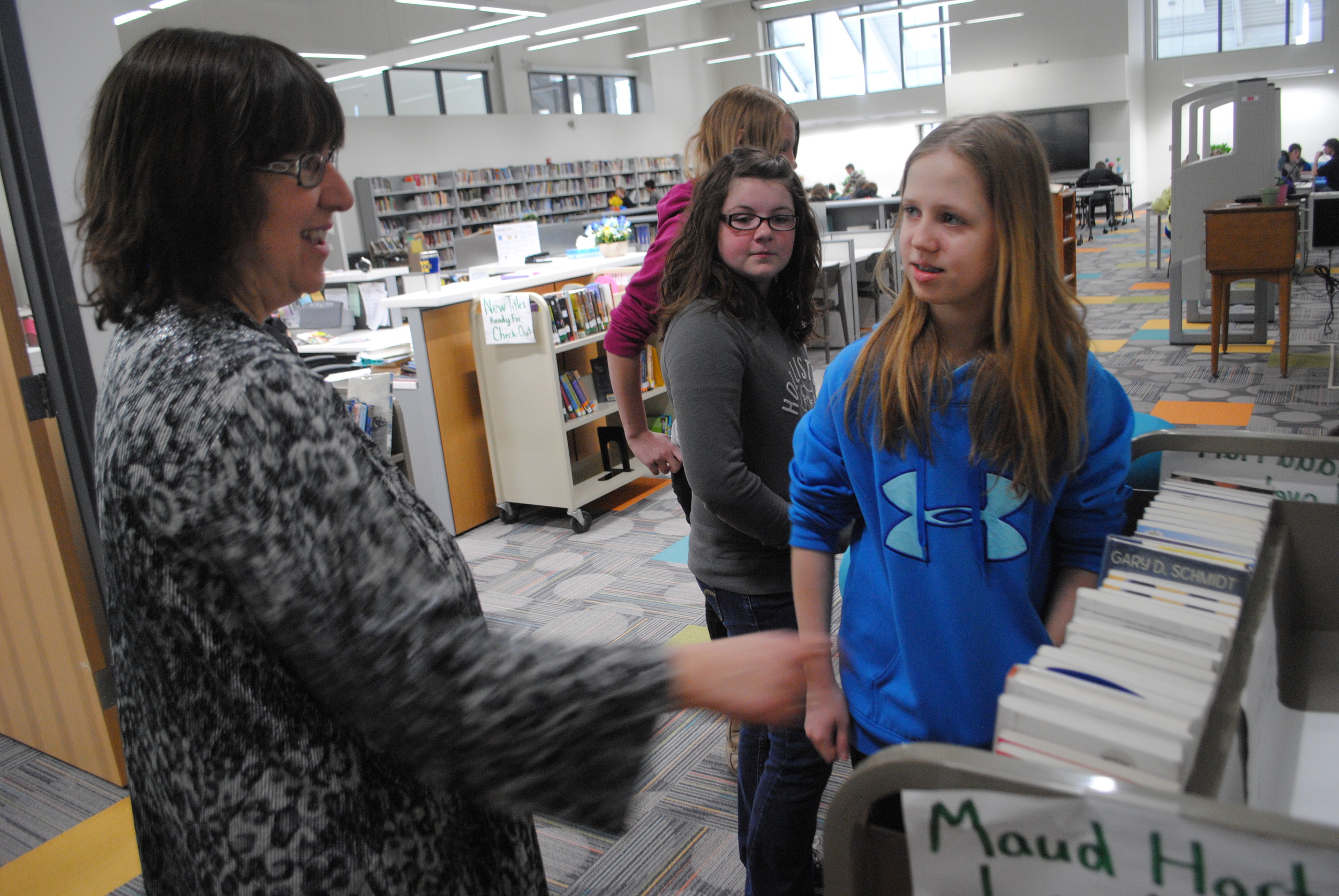 Media Center Specialist Loni Niles shares with Maggie Carlson this year's Maud Hart Lovelace book winners -- always an anticipated announcement!