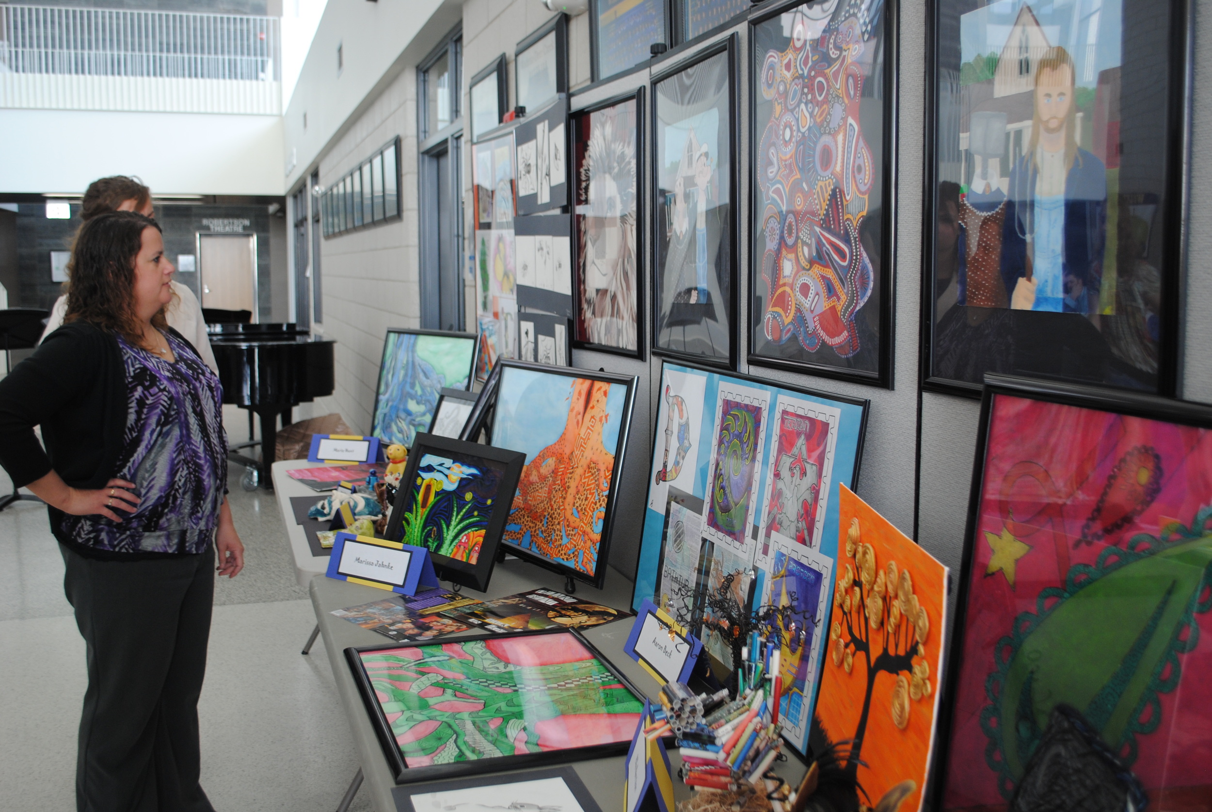 At the fine arts banquet, WDC Visual Arts Teacher Laurie Kopischke-Pulju set up an interesting display of students’ artwork for parents to enjoy.