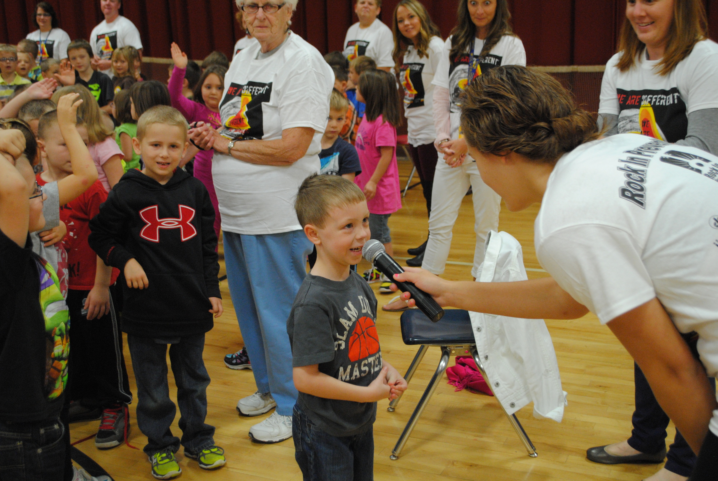WDC Kindergartner Cooper Damlo answers high school mentor Autumn Jahnke’s question, “How important is love?” He replied, “Everyone should have love in their family.”
