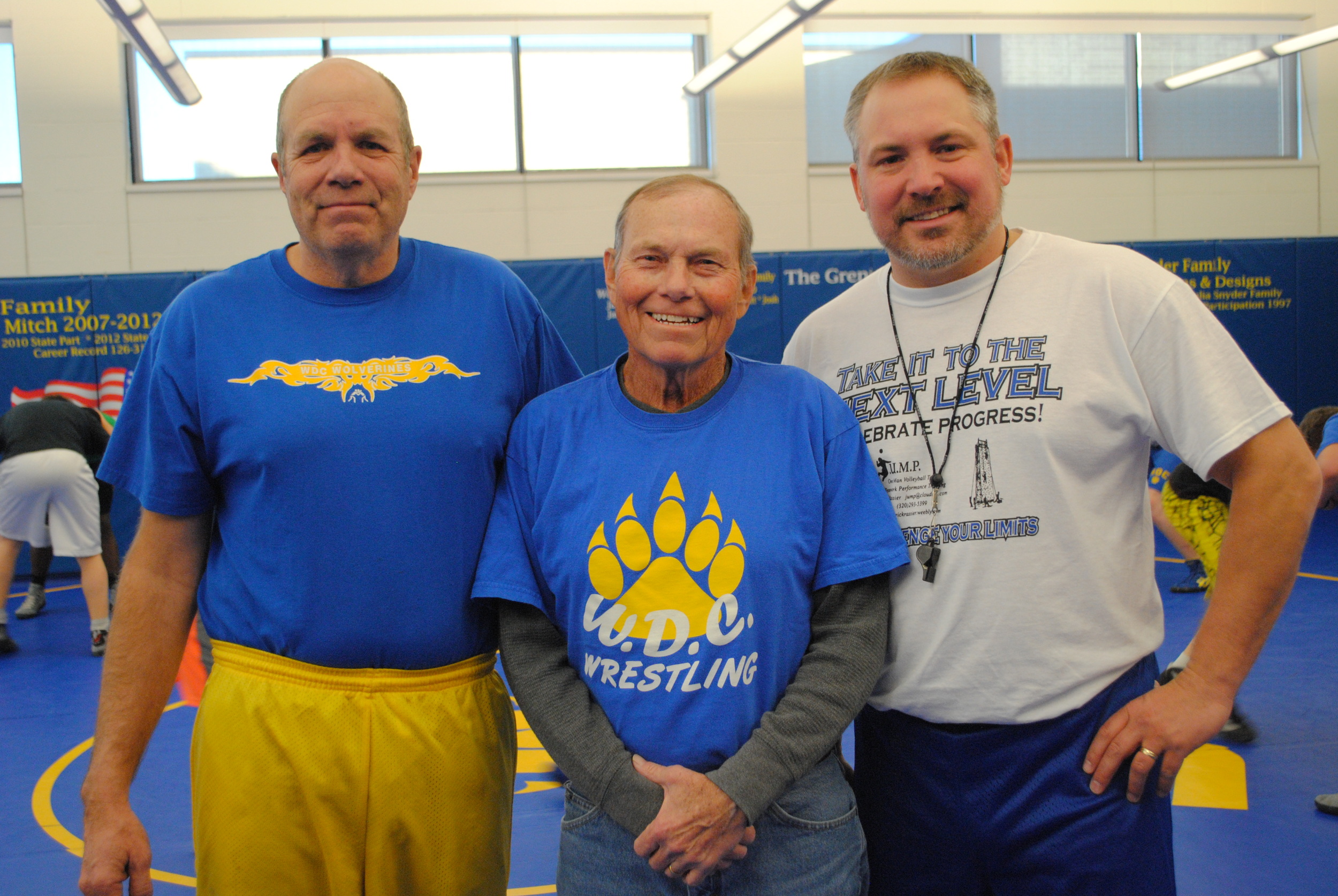 Jerry Breid (middle) has been coaching WDC wrestling for more than 28 years. He’s pictured here with current coaches, Mike Kenney, left, and Norm Gallant.