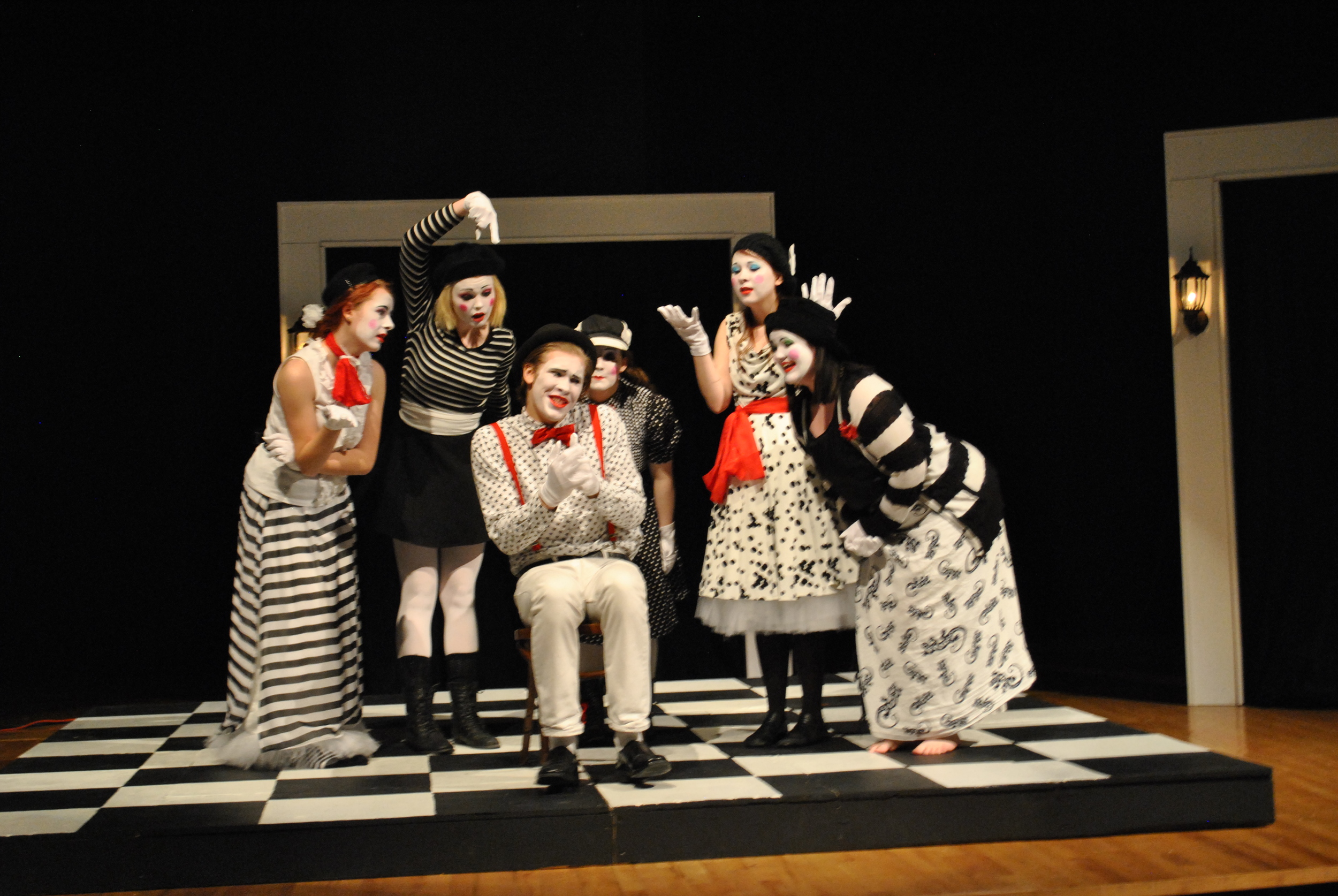 A scene from “The Chair Play,” WDC’s one-act play that features beautiful costuming and a chess-inspired set. The cast and crew will compete in Sections on Jan. 31 in Hawley. (Photo by Beth Hawkins, WDC Schools)