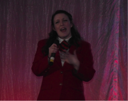 Hope Norenberg presented her speech on stage in front of the delegates.