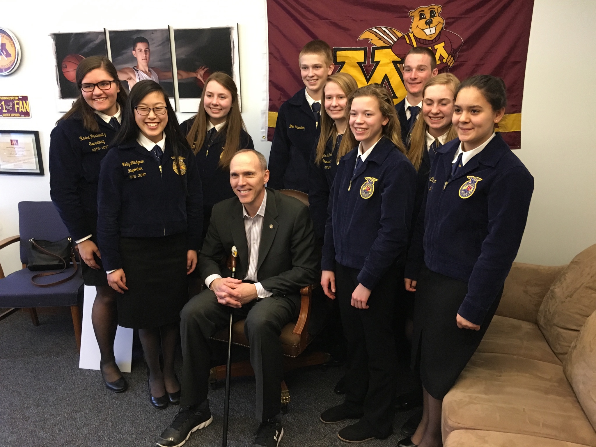 WDC FFA member, Jezebel Snyder, along with members of the Staples-Motley FFA Chapter, visited Rep. Rod Hamilton during FFA Day at the Hill recently. Rep. Hamilton chairs the House Agriculture Committee.