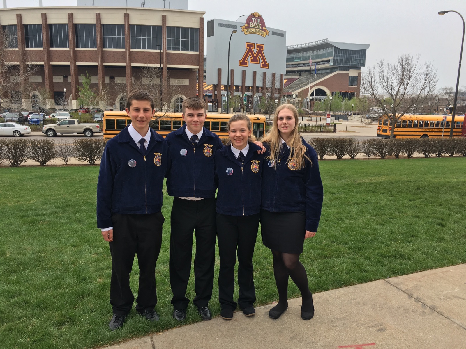 Wadena-Deer Creek FFA members, from left, Joshua Tabery, Ryan Grendahl, Bel Snyder and Emily Benson attended the 88th Minnesota FFA Convention at the University of Minnesota. Photo by Richard Muckala, WDC Schools.