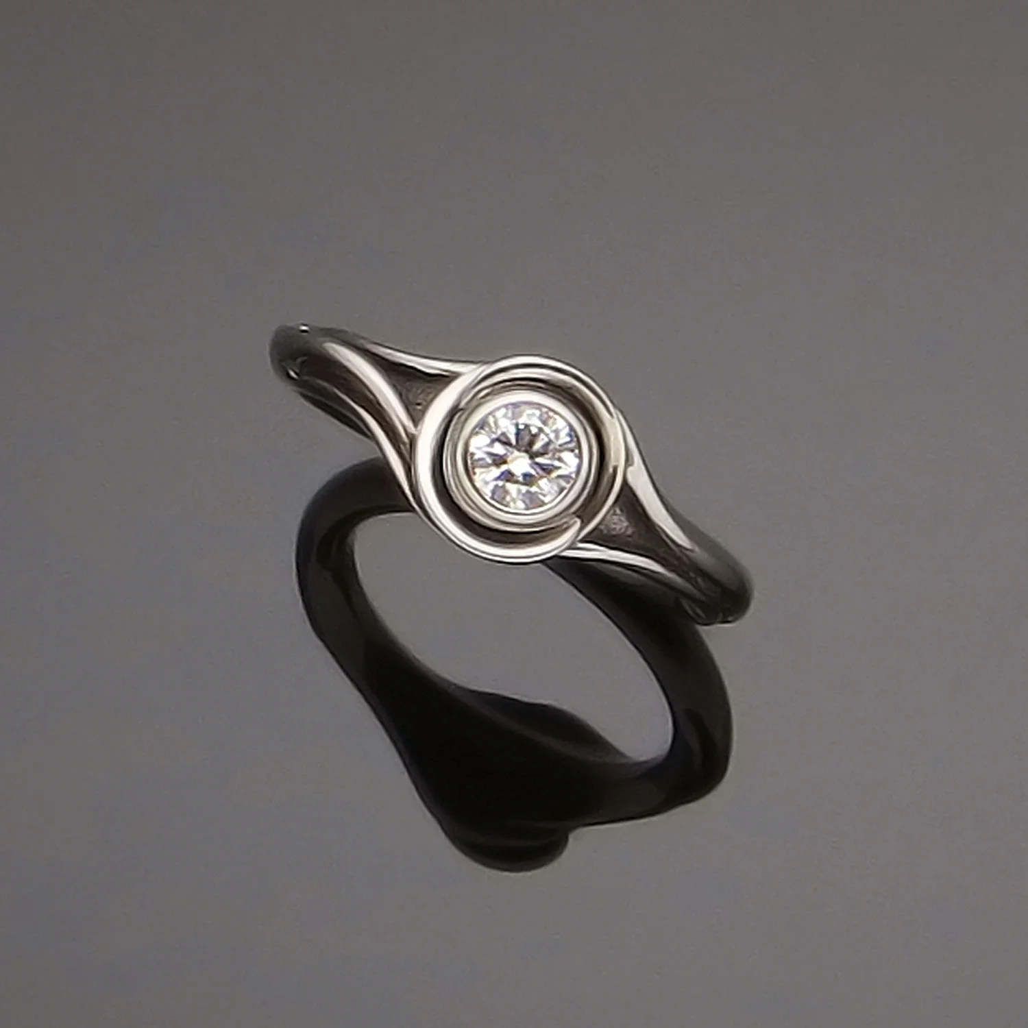Custom 14k white gold engagement ring
