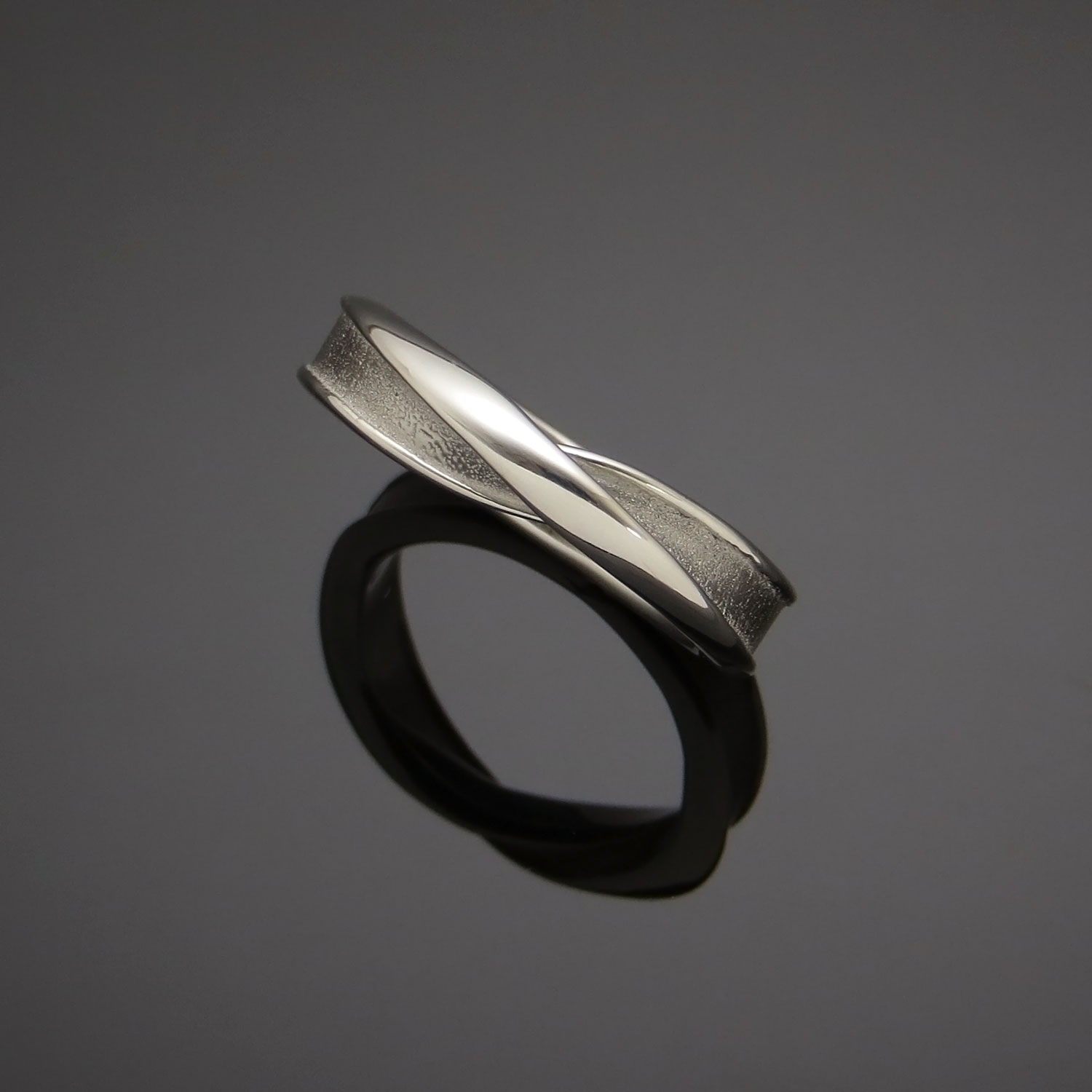 #2007 Mobius Sand Wedding Band, wide — Narrow House Metals