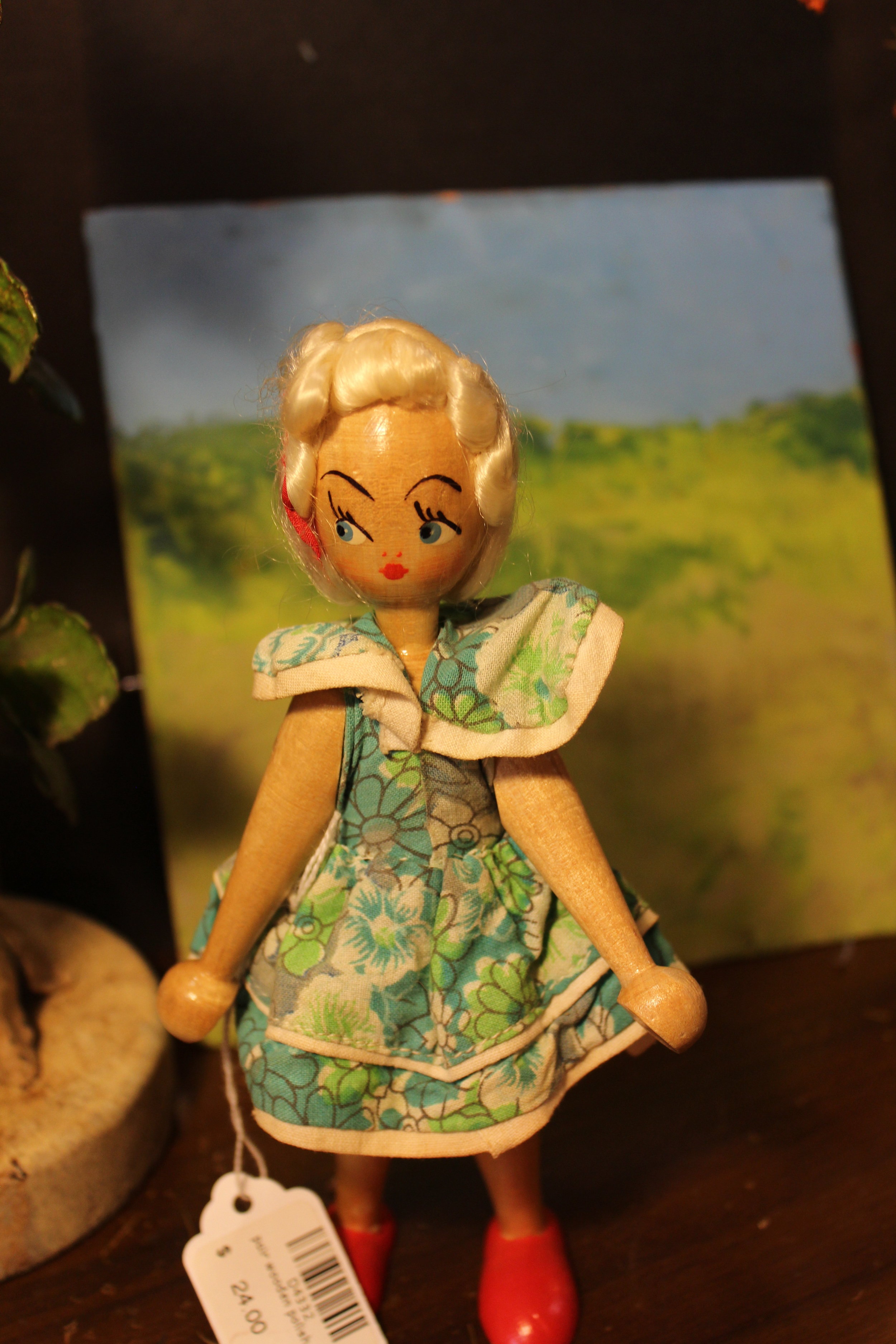 Antique wooden handpainted doll