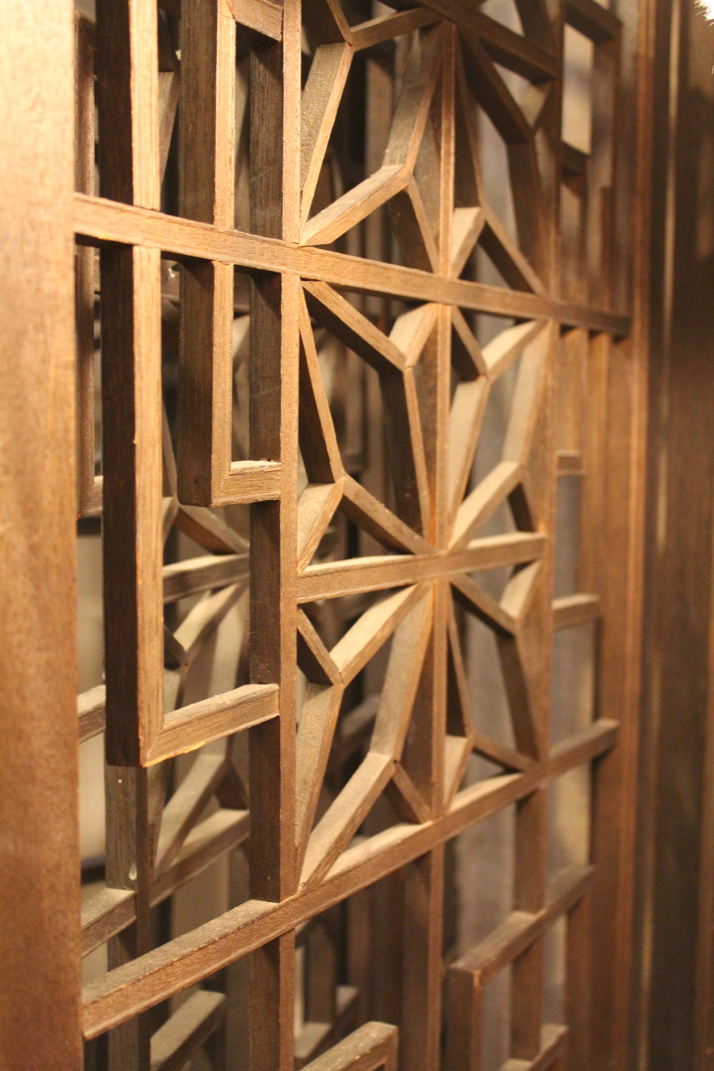 Vintage Asian Inspired Wooden Screen