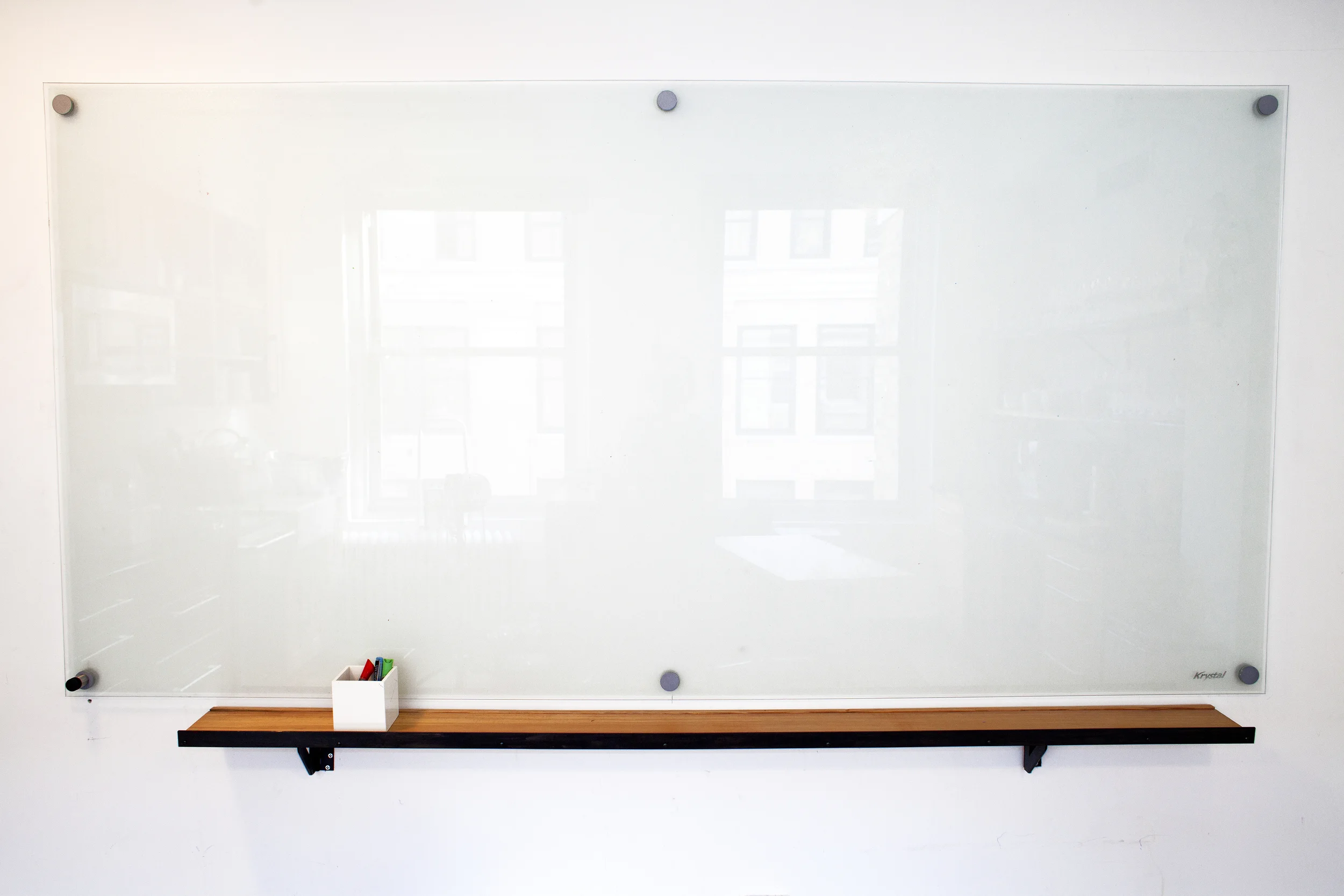 Moving display shelf, antique heart pine and steel. Can be folded so it's flush with the wall. Made for Undercurrent .
