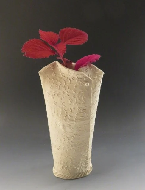 10” white dress vase