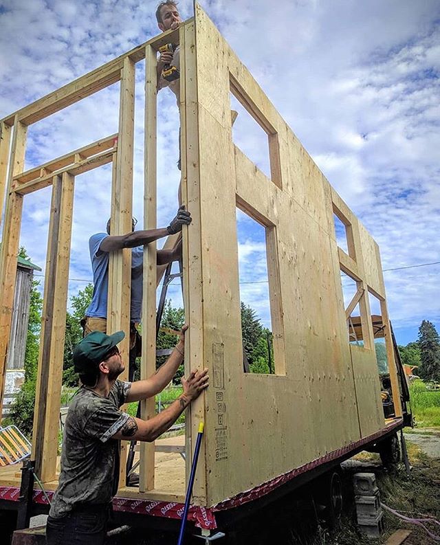 Yesterday we went up and helped some dear friends raise the walls @woollymammothtiny on a beautiful piece of land past Lake Scugog.  Can&rsquo;t wait to see this come together over the next few months.  Inspired by the vision and the follow through. 